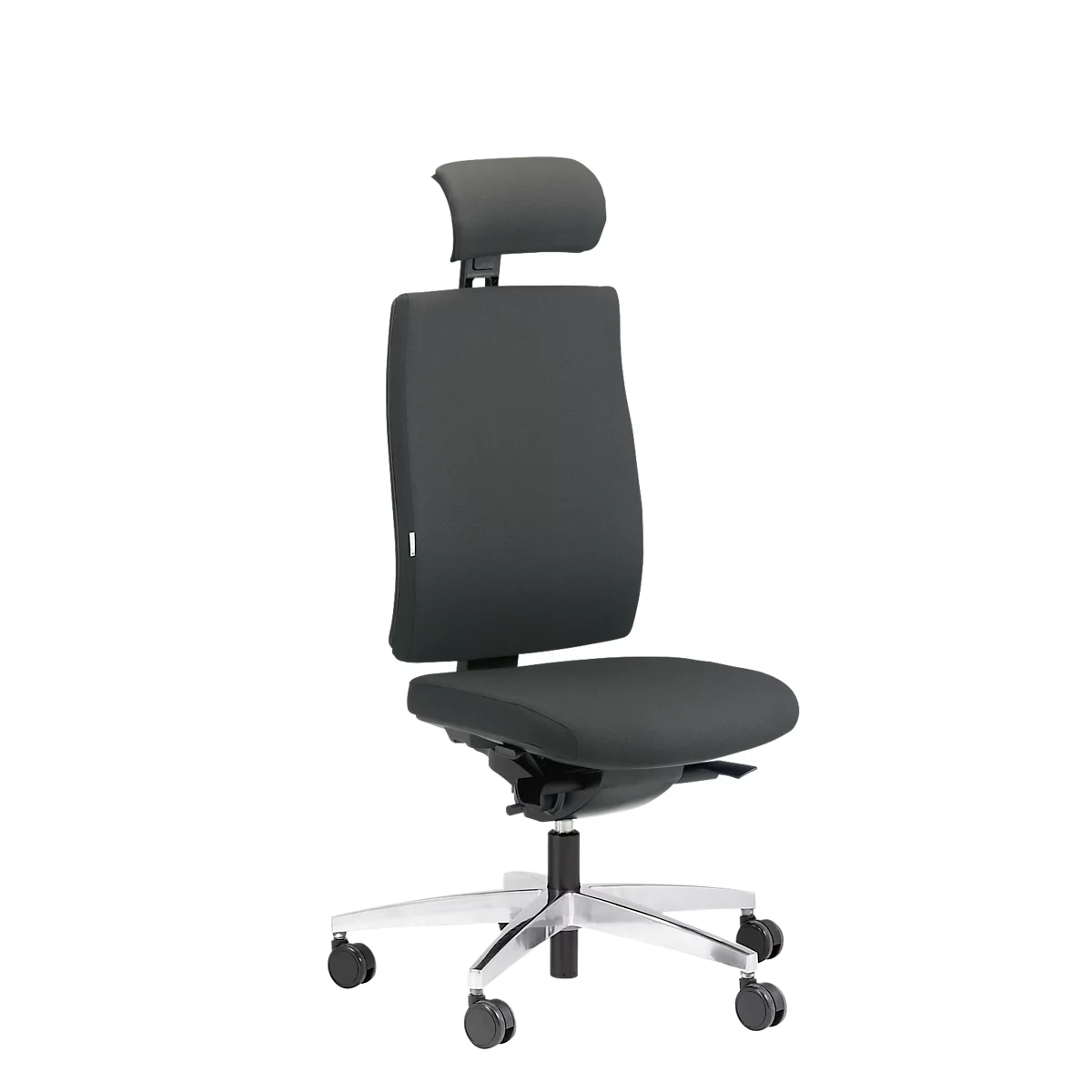 Silla de oficina Steifensand Ceto CT2450, mecanismo sincronizado, sin reposabrazos, asiento de membrana, con reposacabezas, gris