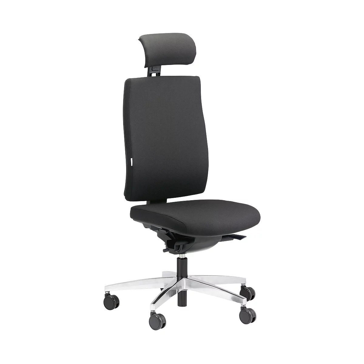 Silla de oficina Steifensand Ceto CT2450, mecanismo sincronizado, sin reposabrazos, asiento de membrana, con reposacabezas, negro