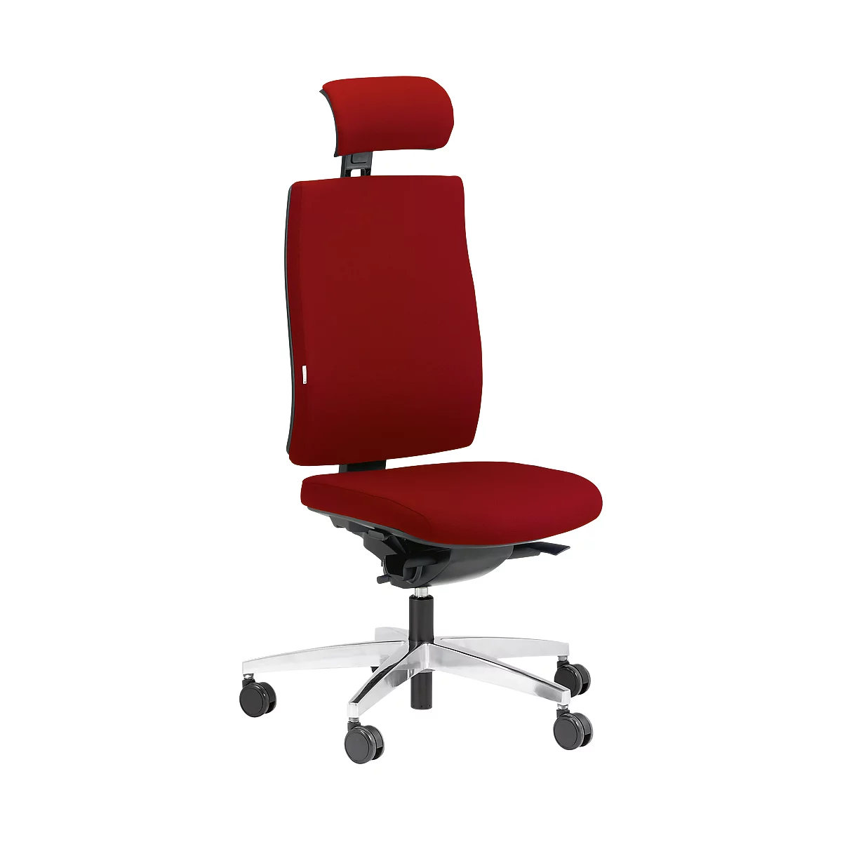 Silla de oficina Steifensand Ceto CT2450, mecanismo sincronizado, sin reposabrazos, asiento de membrana, con reposacabezas, rojo