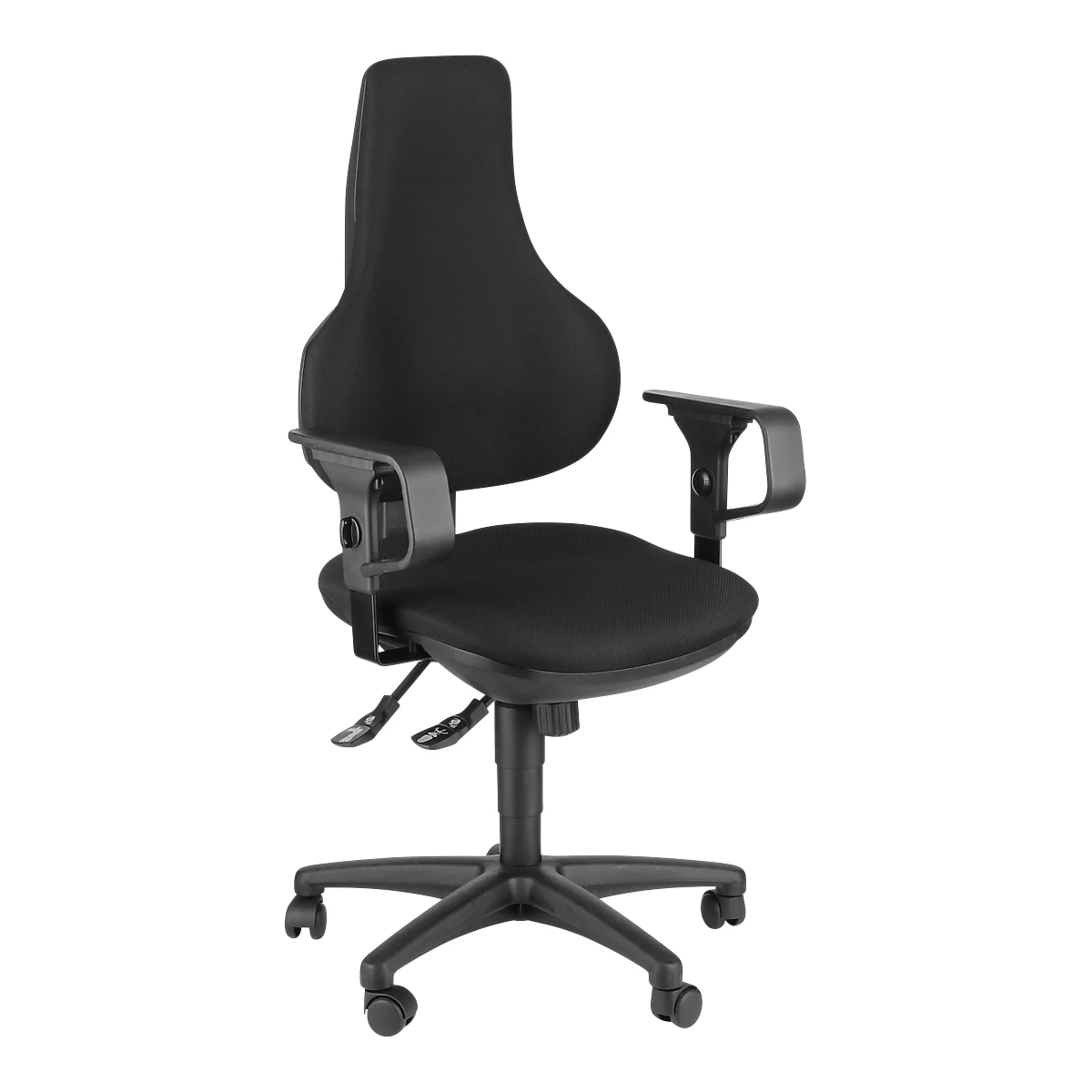 Silla de oficina Topstar ERGO POINT, mecanismo sincrónico, sin apoyabrazos, asiento especial para discos