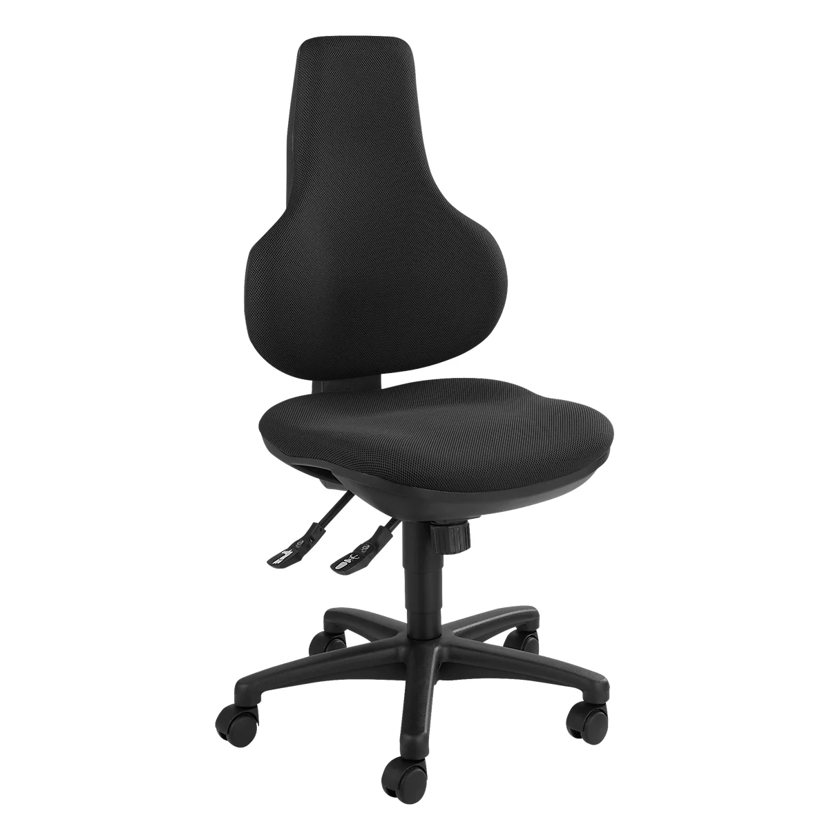 Silla de oficina Topstar ERGO POINT, mecanismo sincronizado, sin reposabrazos, asiento ergonómico especial, negro