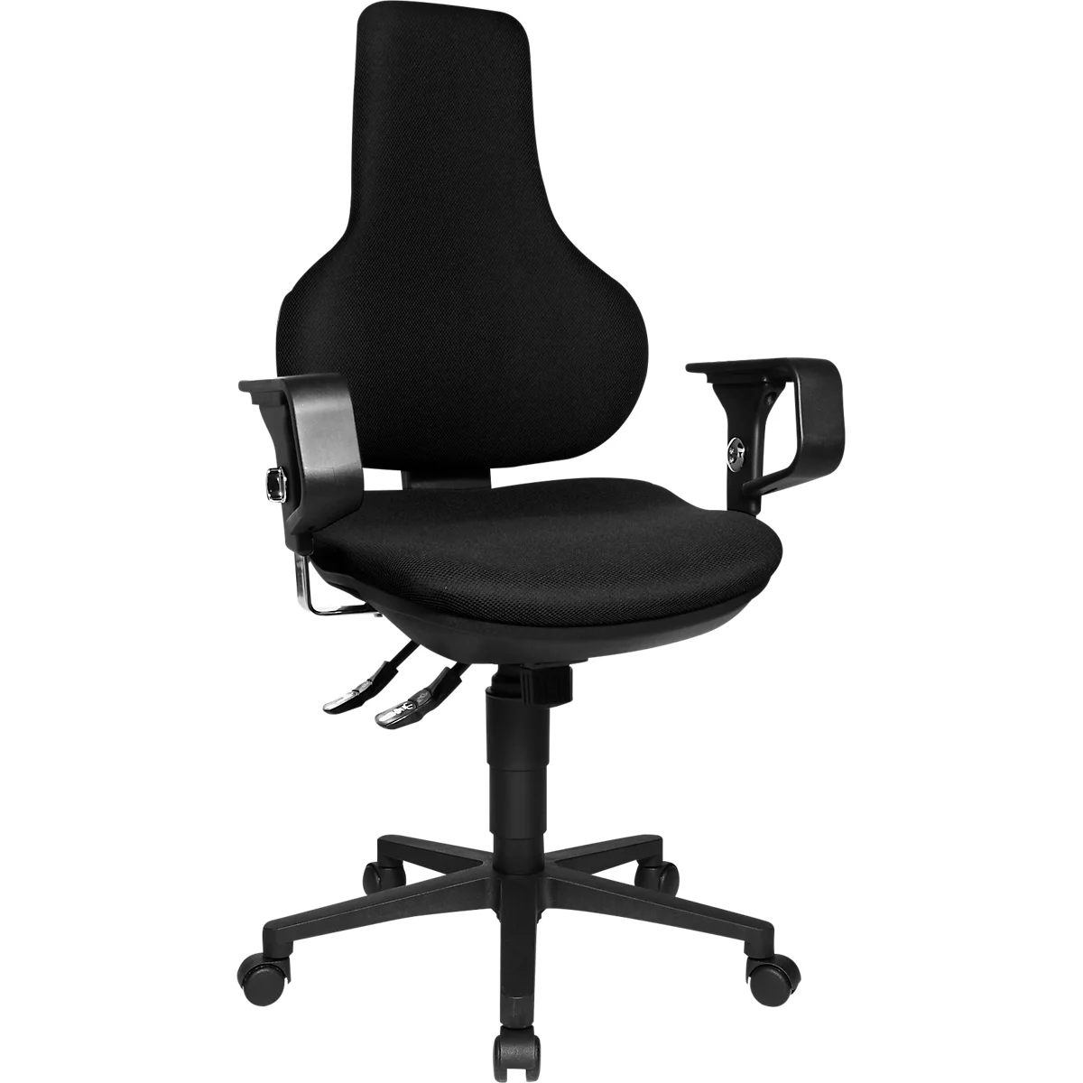 Silla de oficina Topstar ERGO POINT, mecanismo sincronizado, sin reposabrazos, asiento ergonómico especial, negro