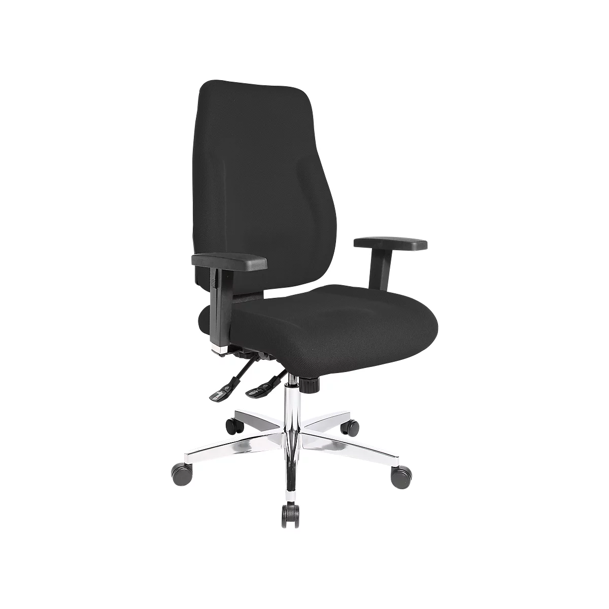 Silla de oficina Topstar FEEL GOOD, mecanismo sincronizado, sin reposabrazos, respaldo alto, asiento grande y contorneado, negro