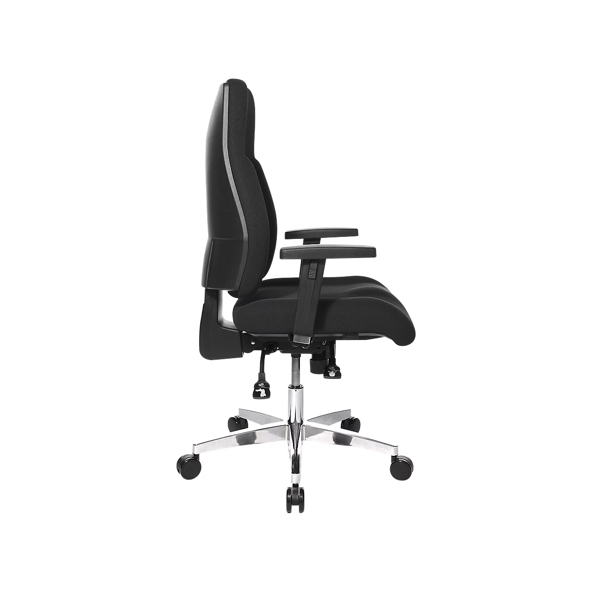 Silla de oficina Topstar FEEL GOOD, mecanismo sincronizado, sin reposabrazos, respaldo alto, asiento grande y contorneado, negro