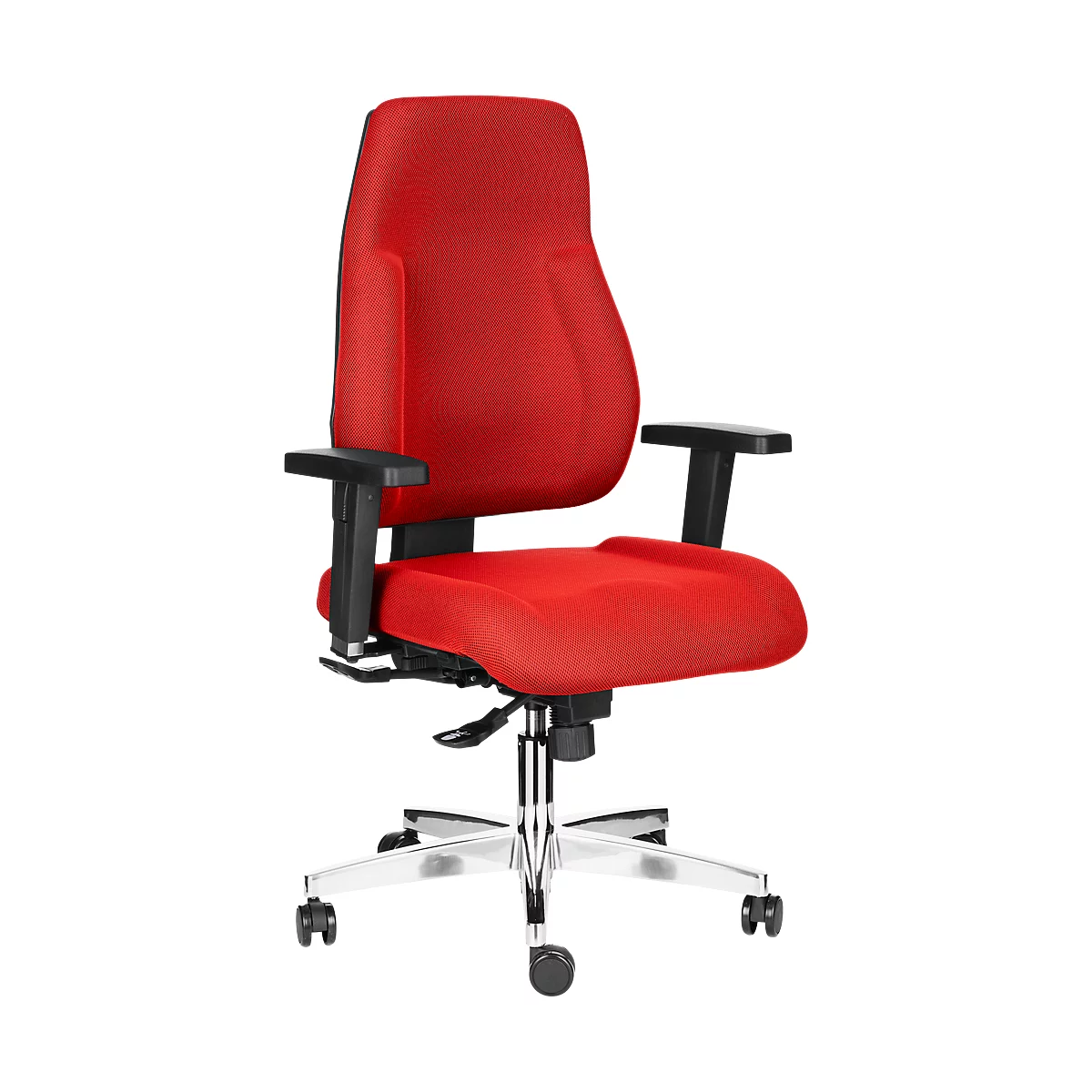 Silla de oficina Topstar FEEL GOOD, mecanismo sincronizado, sin reposabrazos, respaldo alto, asiento grande y contorneado, rojo