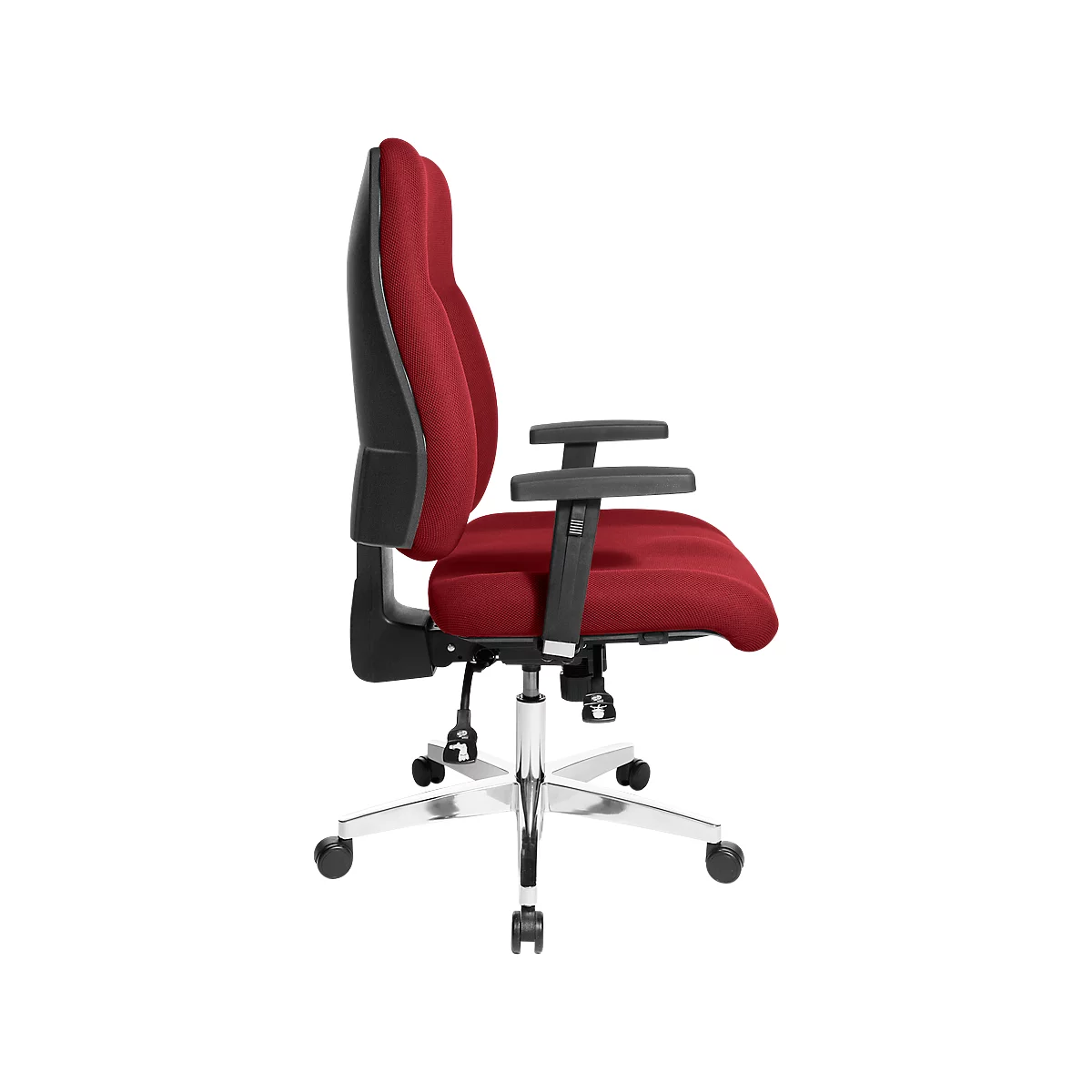 Silla de oficina Topstar FEEL GOOD, mecanismo sincronizado, sin reposabrazos, respaldo alto, asiento grande y contorneado, rojo