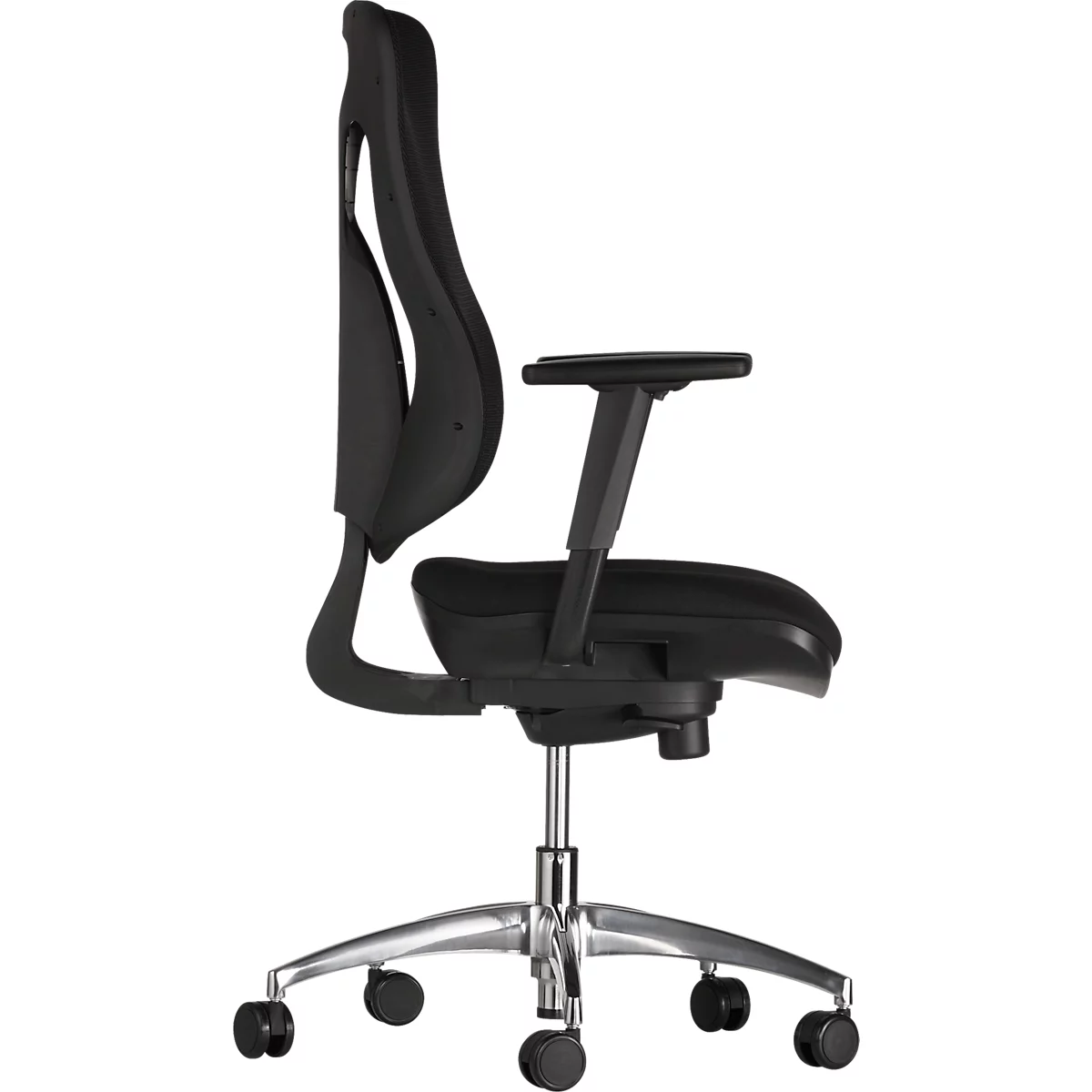 Silla de oficina Topstar Net Pro 100, con reposabrazos, mecanismo síncrono de puntos, asiento con disco intervertebral, respaldo de rejilla, Stiftung Warentest GUT 2,3, negro/plateado