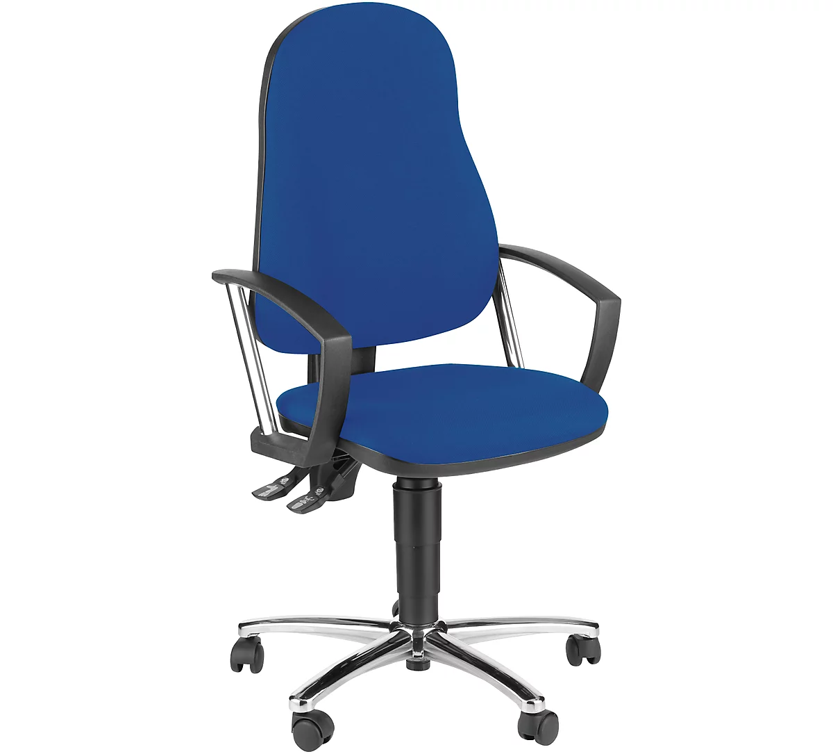 Silla de oficina Topstar POINT 60, mecanismo permanente, con reposabrazos, soporte lumbar, asiento contorneado, azul