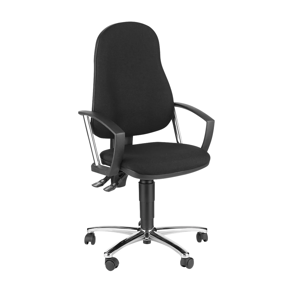 Silla de oficina Topstar POINT 60, mecanismo permanente, con reposabrazos, soporte lumbar, asiento contorneado, negro