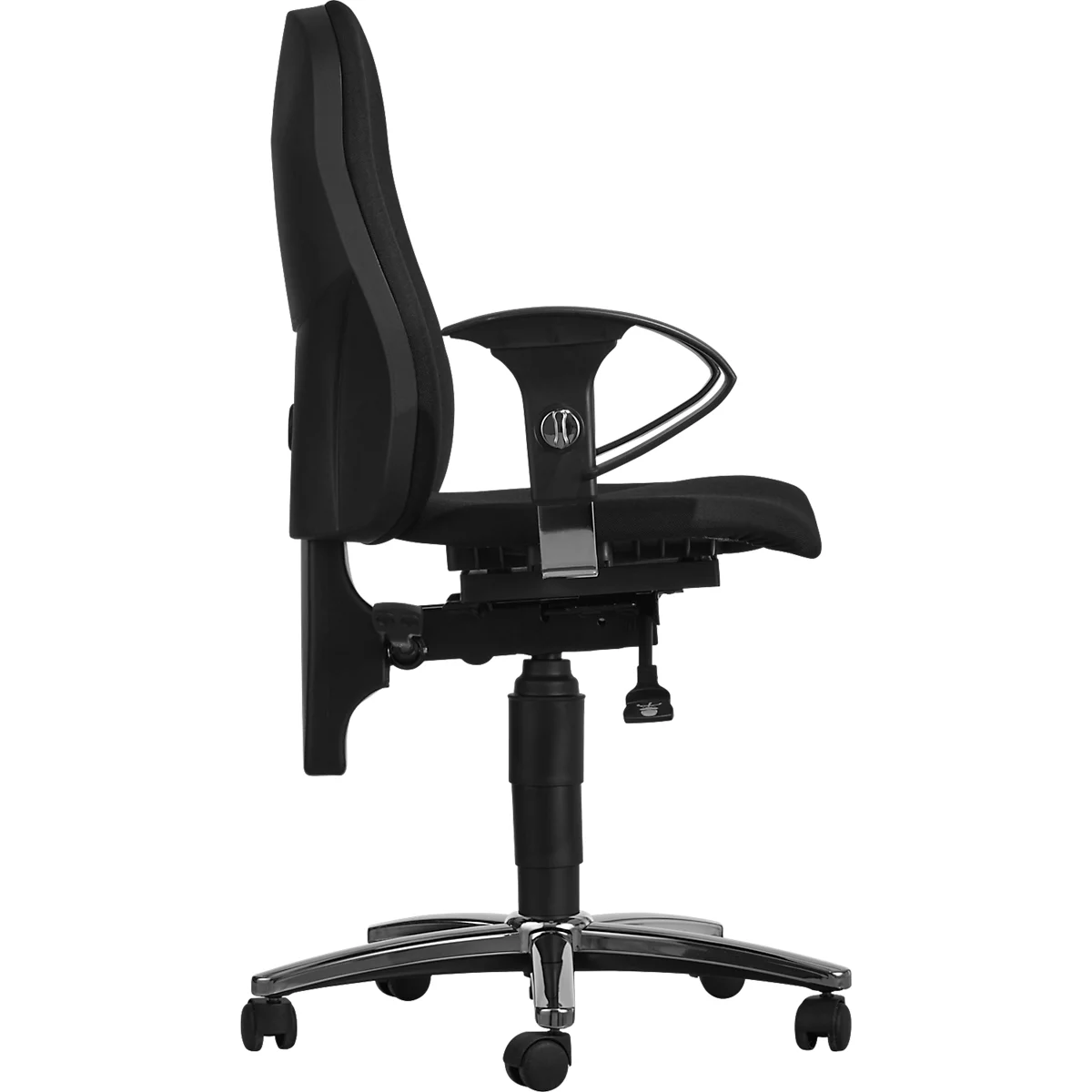 Silla de oficina Topstar SENSUM, contacto permanente, con reposabrazos, apoyo lumbar, asiento ortopédico 3D, negra