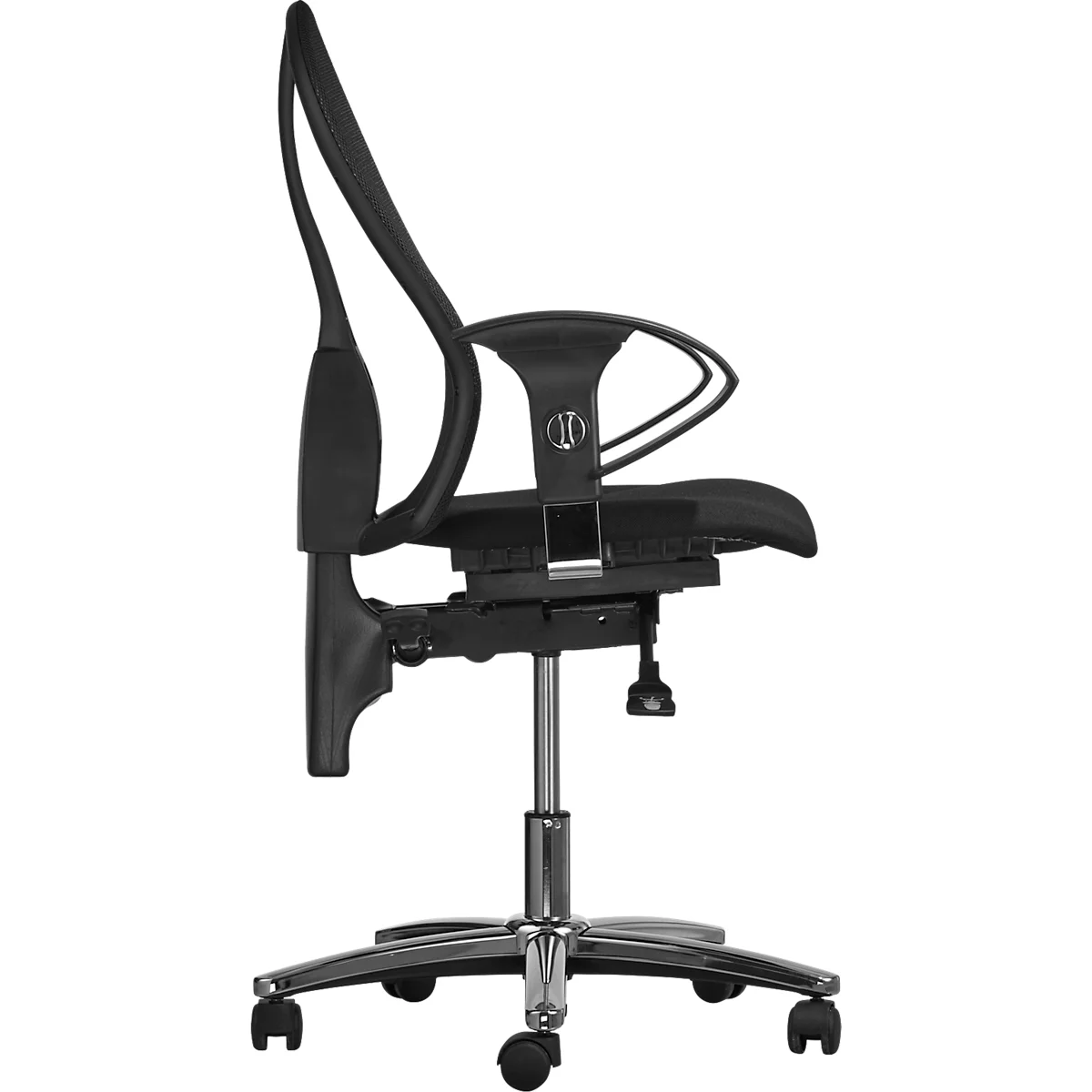 Silla de oficina Topstar SITNESS 15, contacto permanente, con apoyabrazos, respaldo de malla, asiento ortopédico Fitness negro