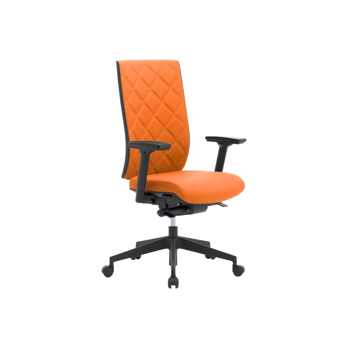 Silla de oficina WIKI, con reposabrazos, respaldo de tela, estructura de plástico, naranja