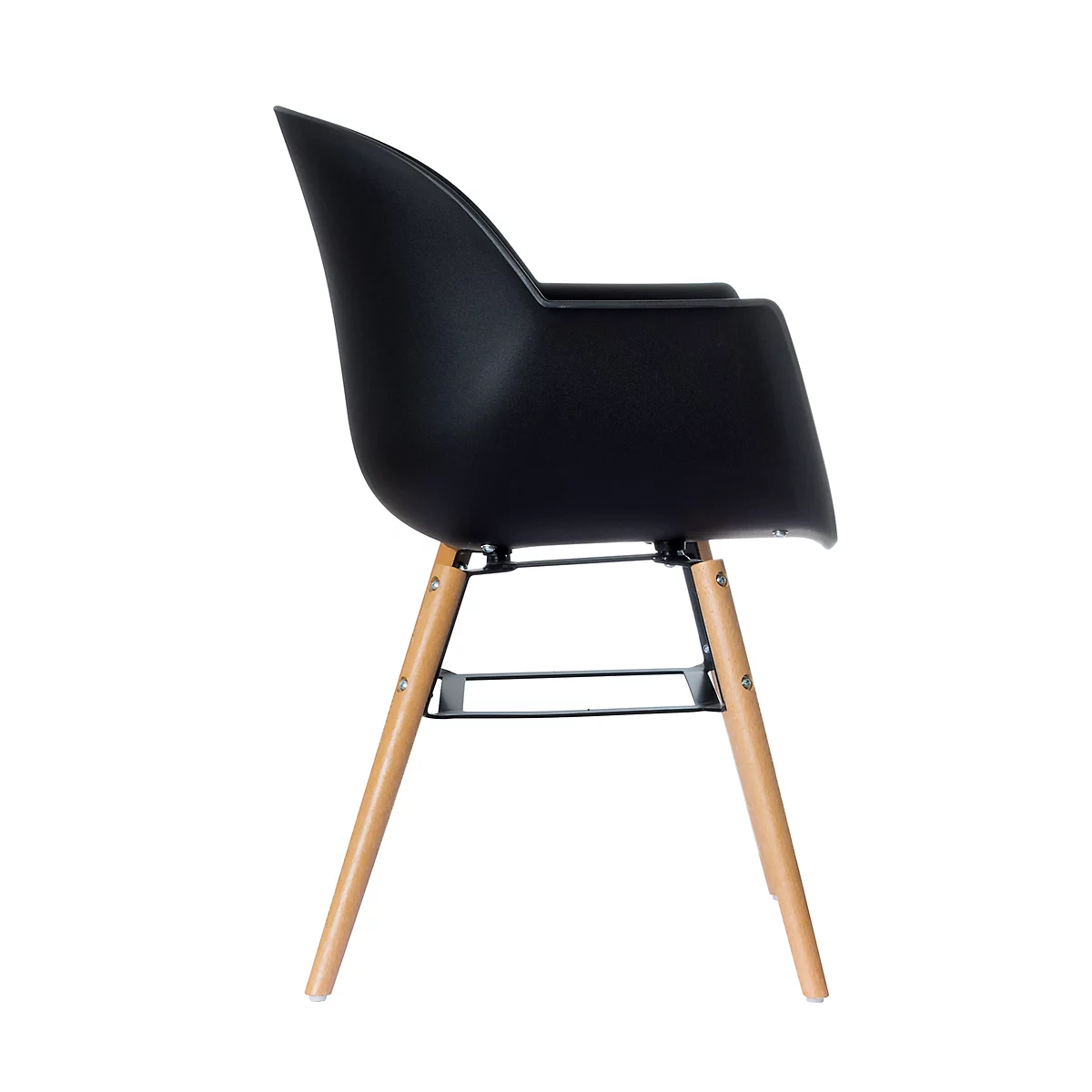 Silla de reuniones, ergonómica. PP, cojín de asiento de PU, negro, juego de 2