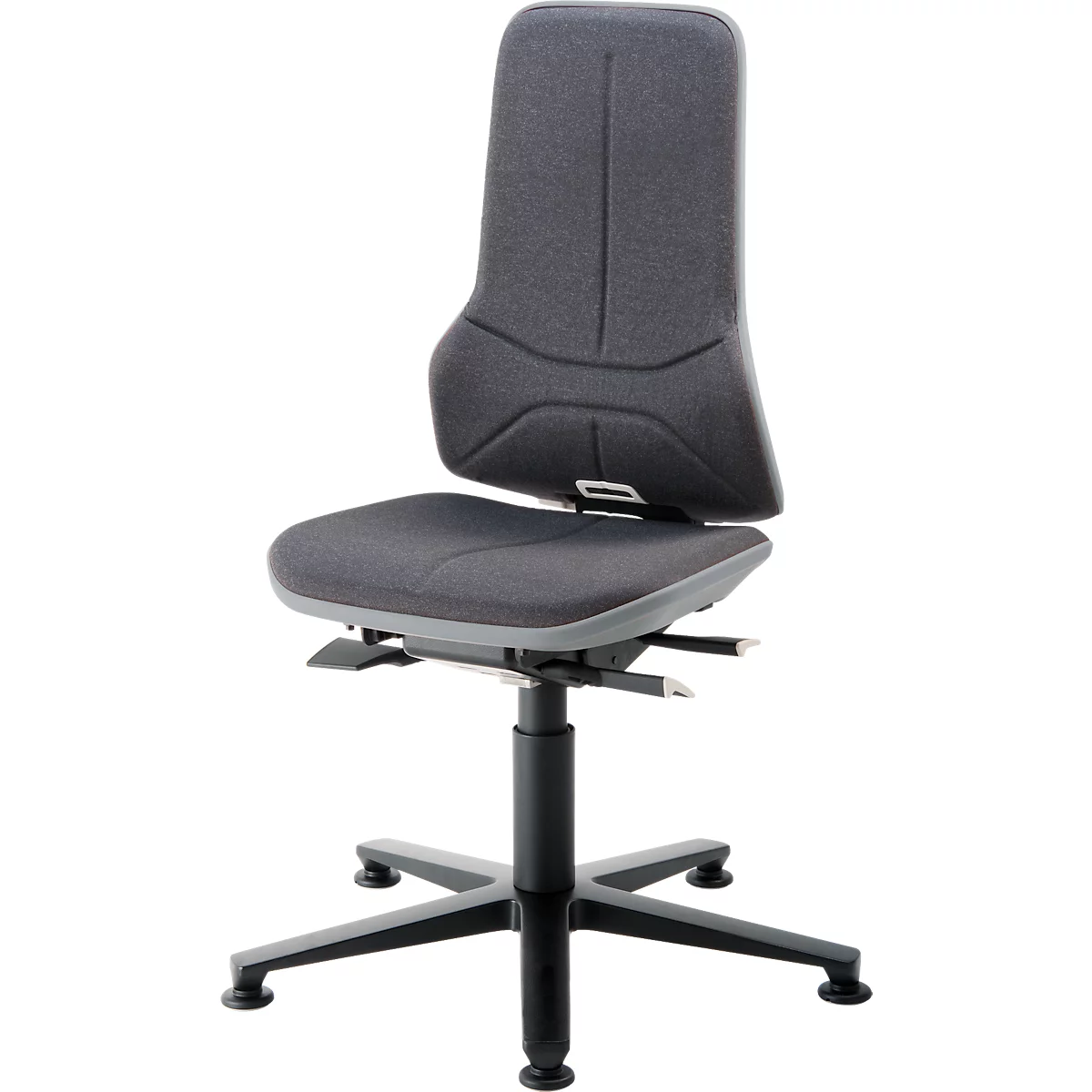 Silla de trabajo bimos NEON, contacto permanente, modelo básico sin elemento acolchado, con deslizadores, banda flex gris