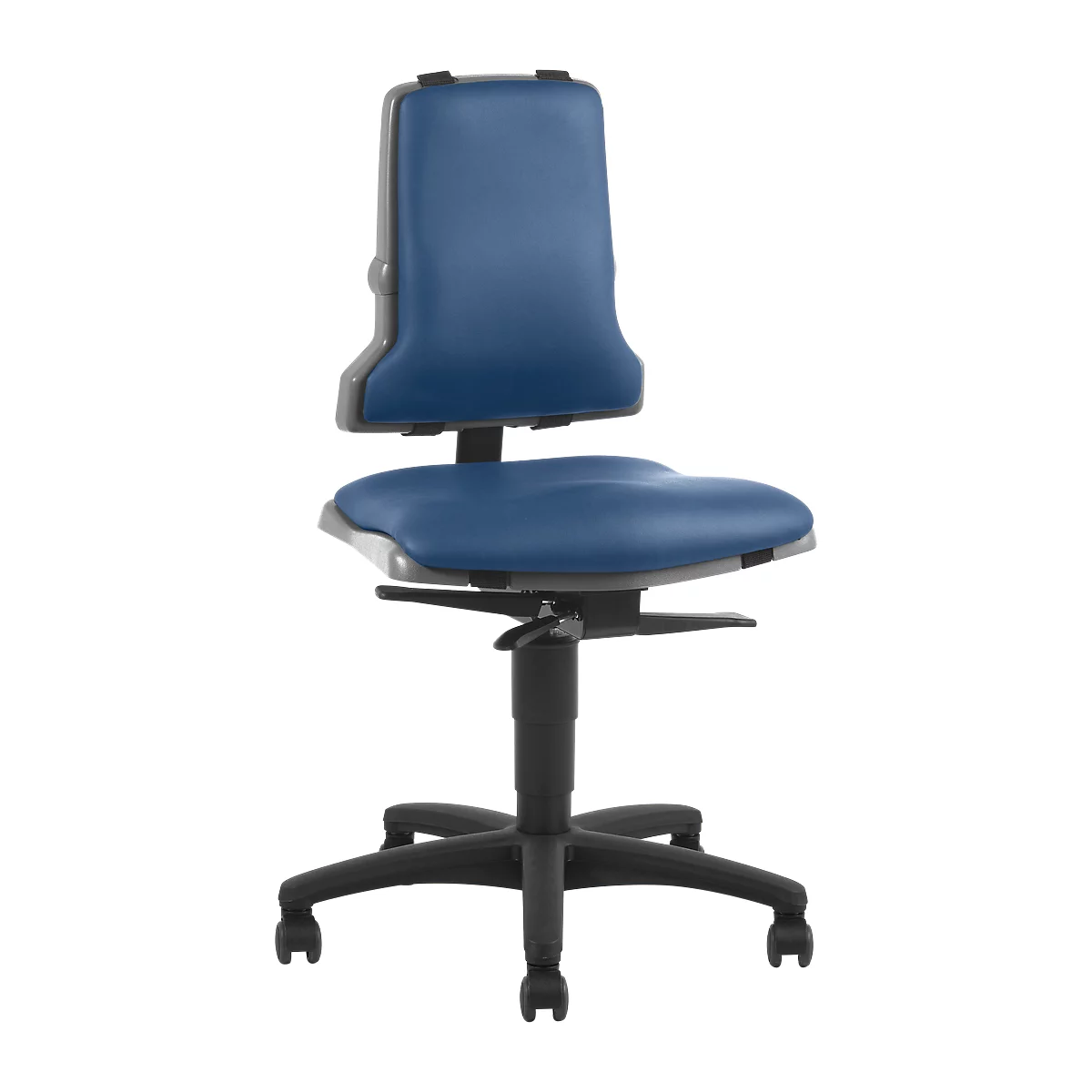 Silla de trabajo bimos SINTEC 2, contacto permanente con regulación de inclinación/profundidad del asiento, asiento ortopédico, sin reposabrazos, con ruedas