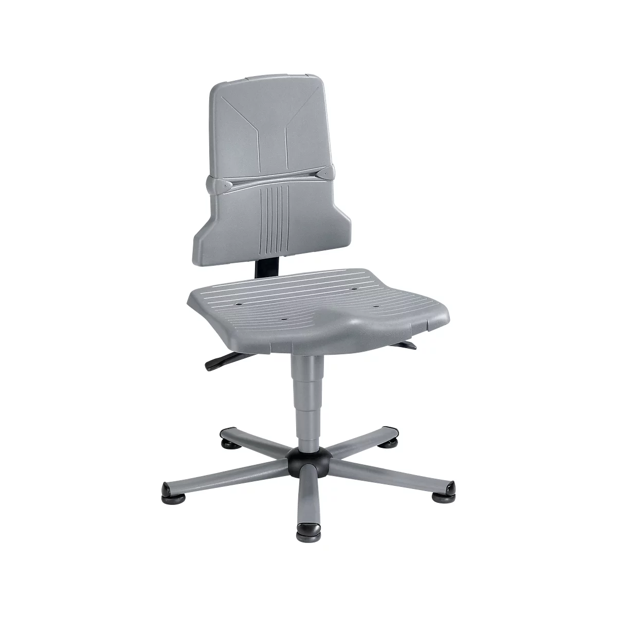 Silla de trabajo bimos SINTEC, contacto permanente, asiento ortopédico, sin reposabrazos ni acolchado, con deslizadores