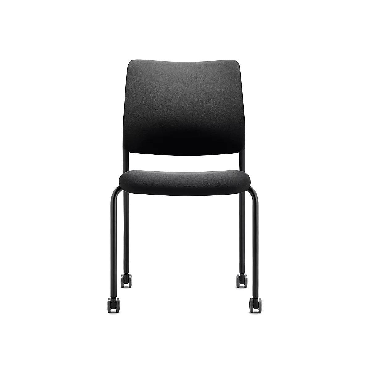 Silla de visita to-sync met mesh, sin reposabrazos, asiento tapizado, con ruedas, negra