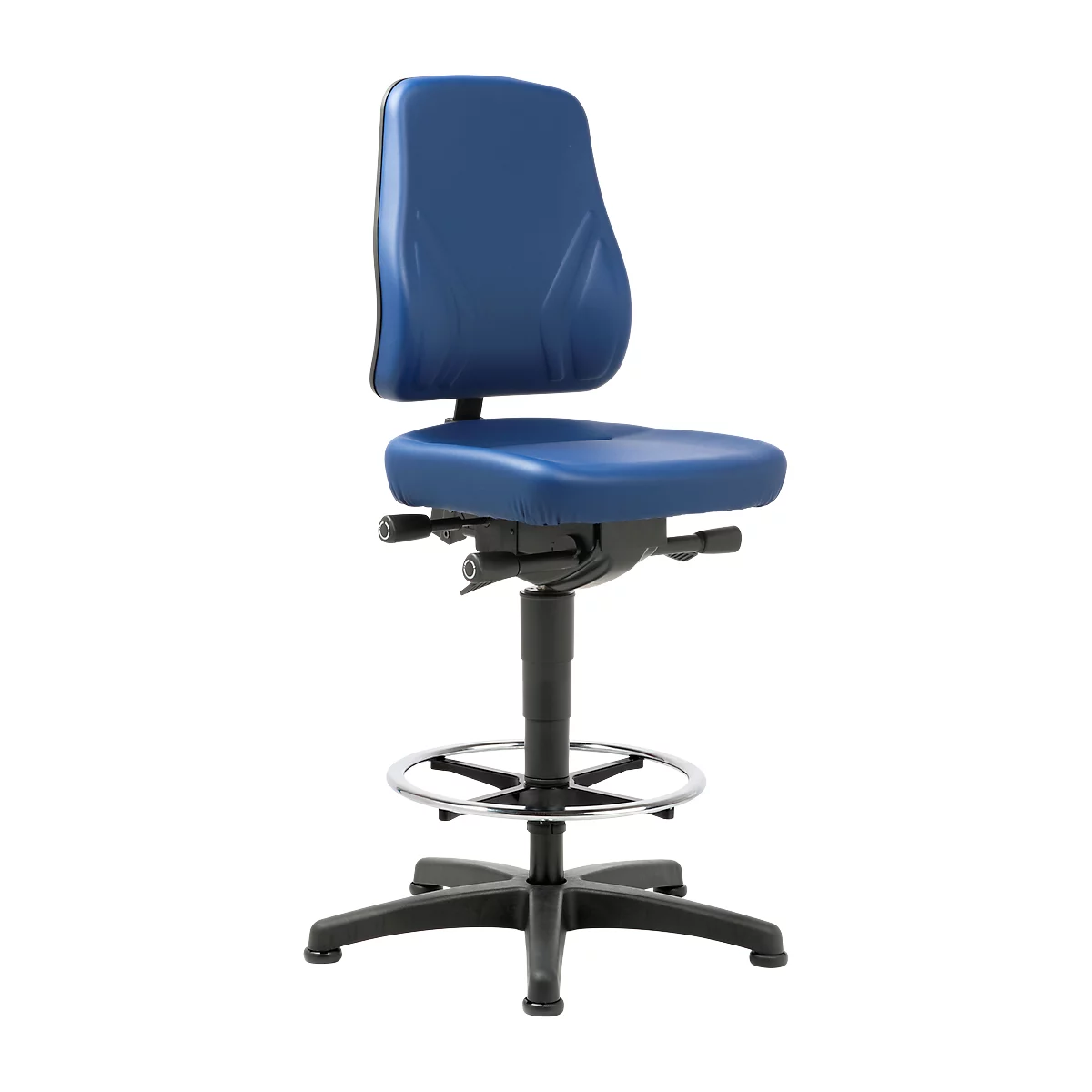 Silla giratoria All-In-One 9631, estribo y deslizadores, cuero sintético, escay azul