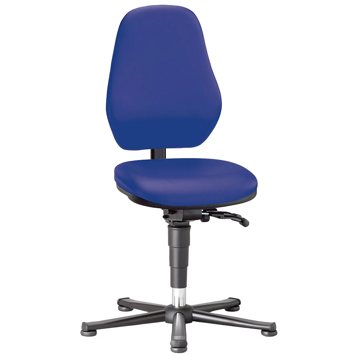 Silla giratoria de laboratorio Basic 9132, con deslizadores, cuero sintético, Stamskin Top azul