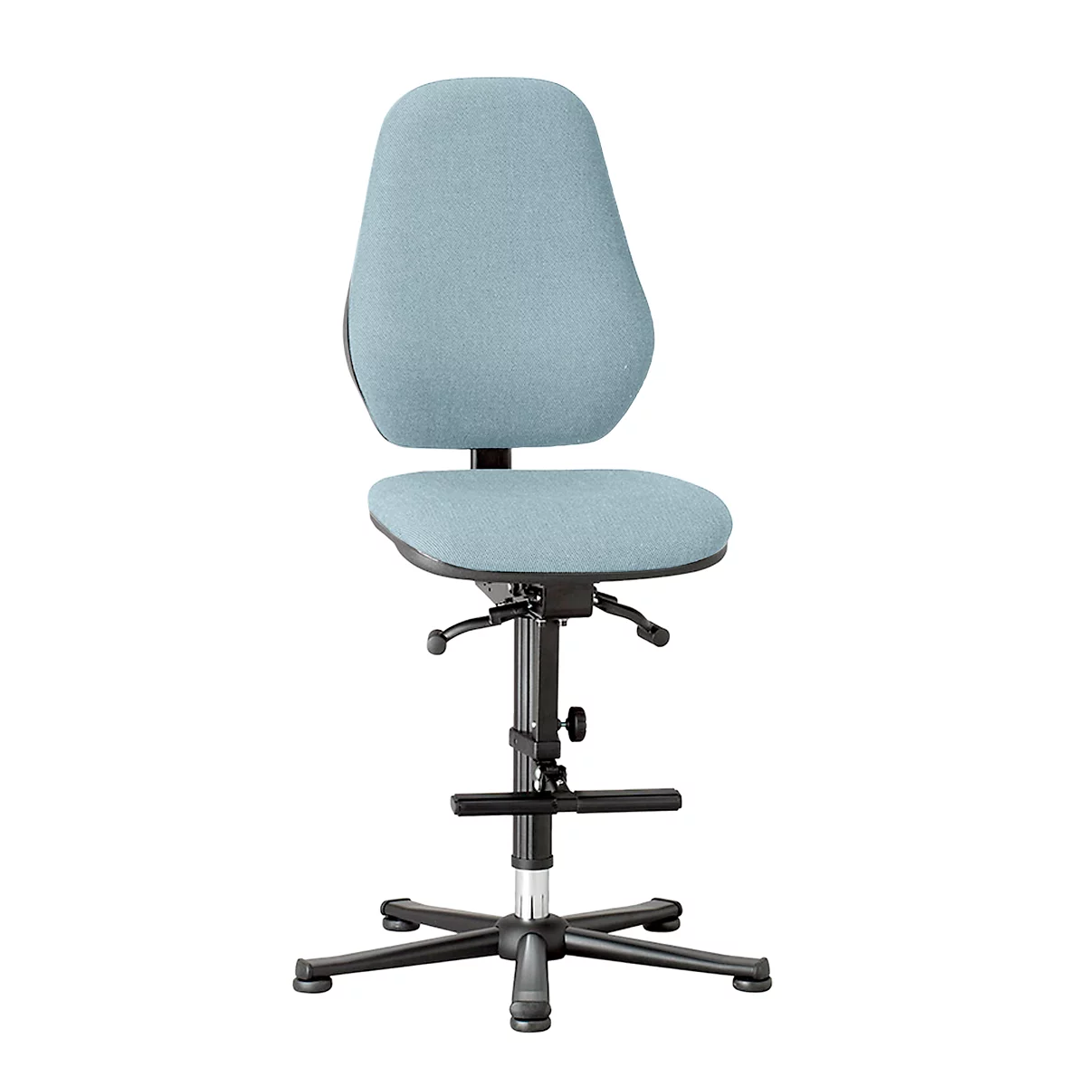 Silla giratoria de laboratorio Basic, con estribo, tapizado tela, Duotec gris