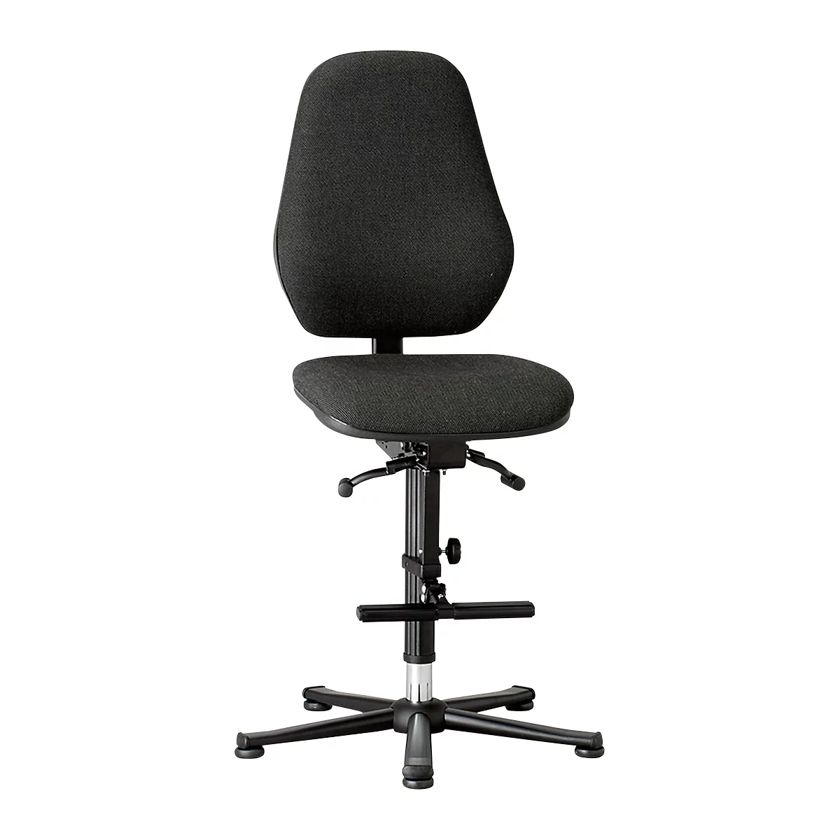 Silla giratoria de laboratorio Basic, con estribo, tapizado tela, Duotec negro moteado