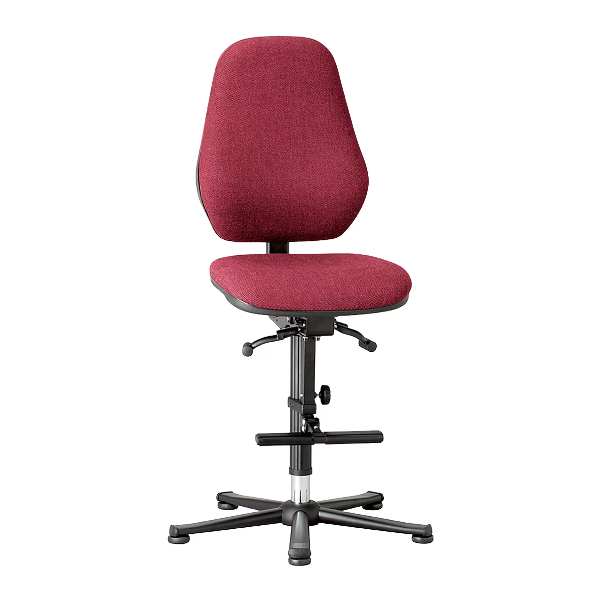 Silla giratoria de laboratorio Basic, con estribo, tapizado tela, Duotec rojo