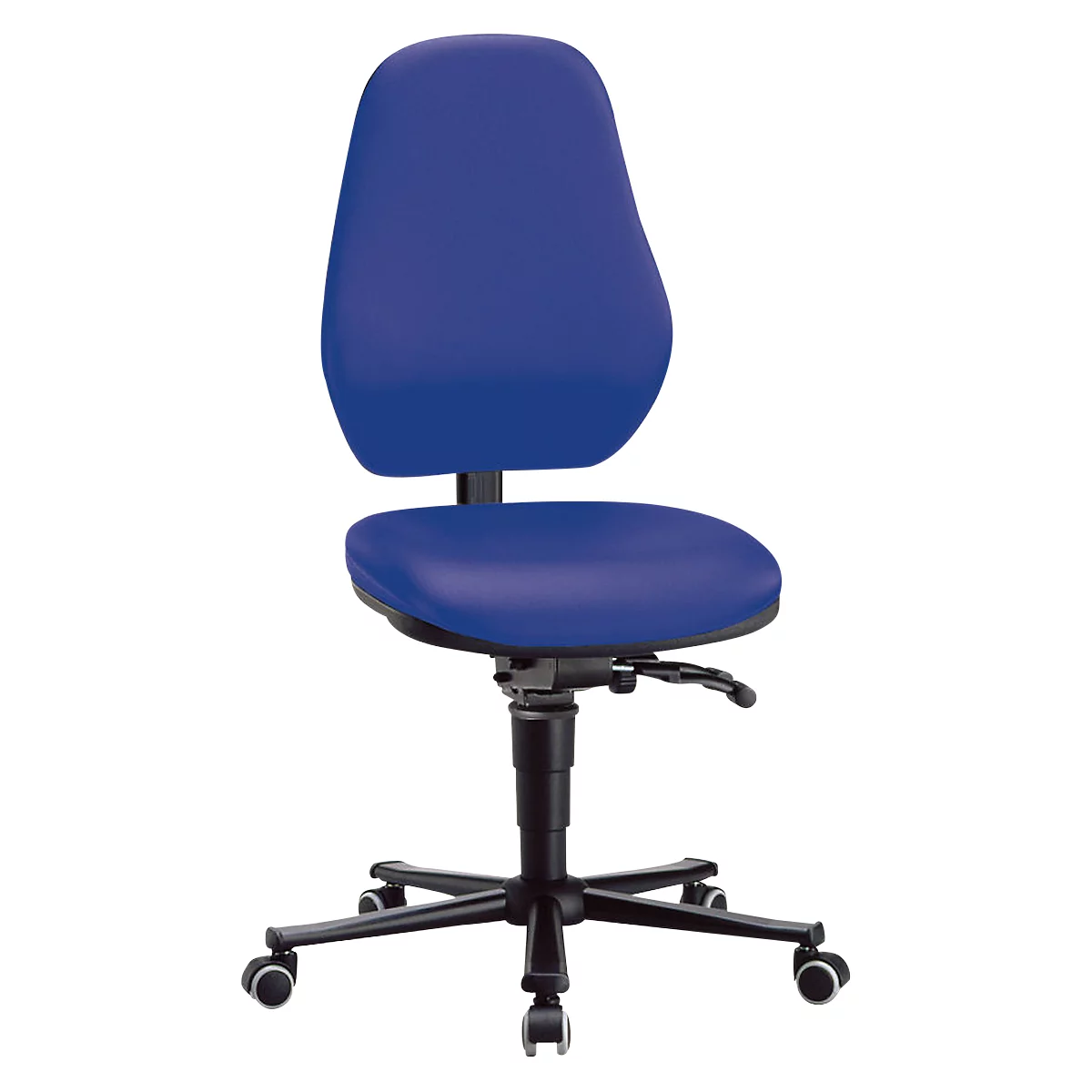 Silla giratoria de laboratorio Basic, con ruedas, cuero sintético, Stamskin Top azul