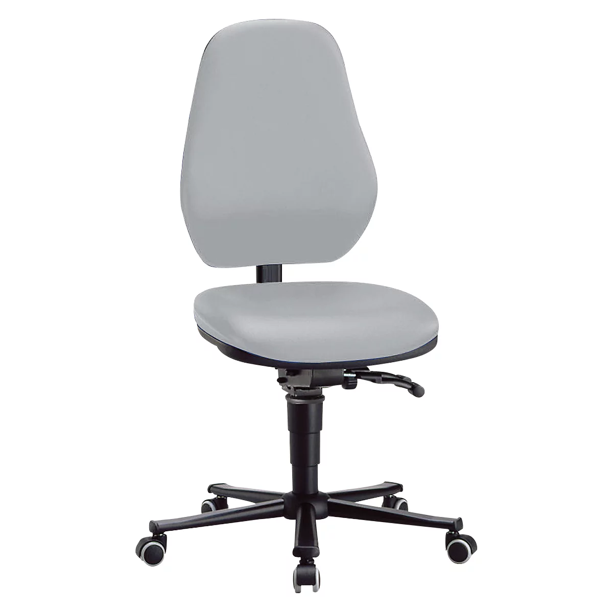 Silla giratoria de laboratorio Basic, con ruedas, cuero sintético, Stamskin Top gris