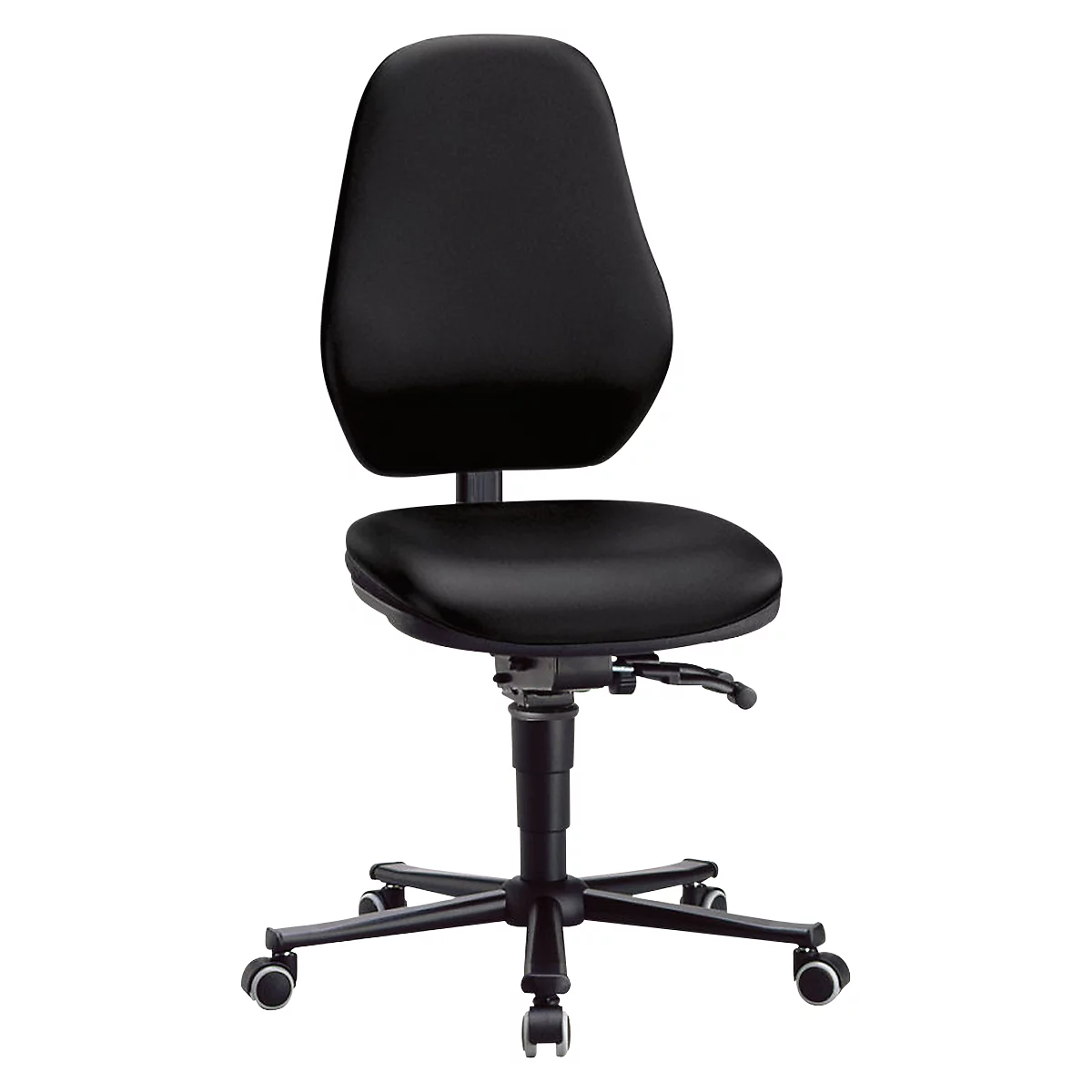 Silla giratoria de laboratorio Basic, con ruedas, cuero sintético, Stamskin Top negro