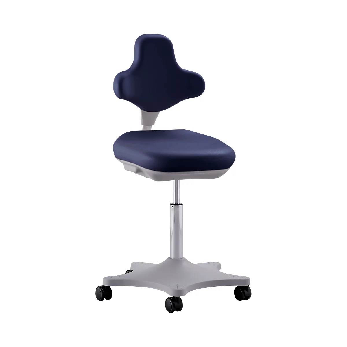 Silla giratoria de laboratorio Labster 9103, cuero sintético, escay azul