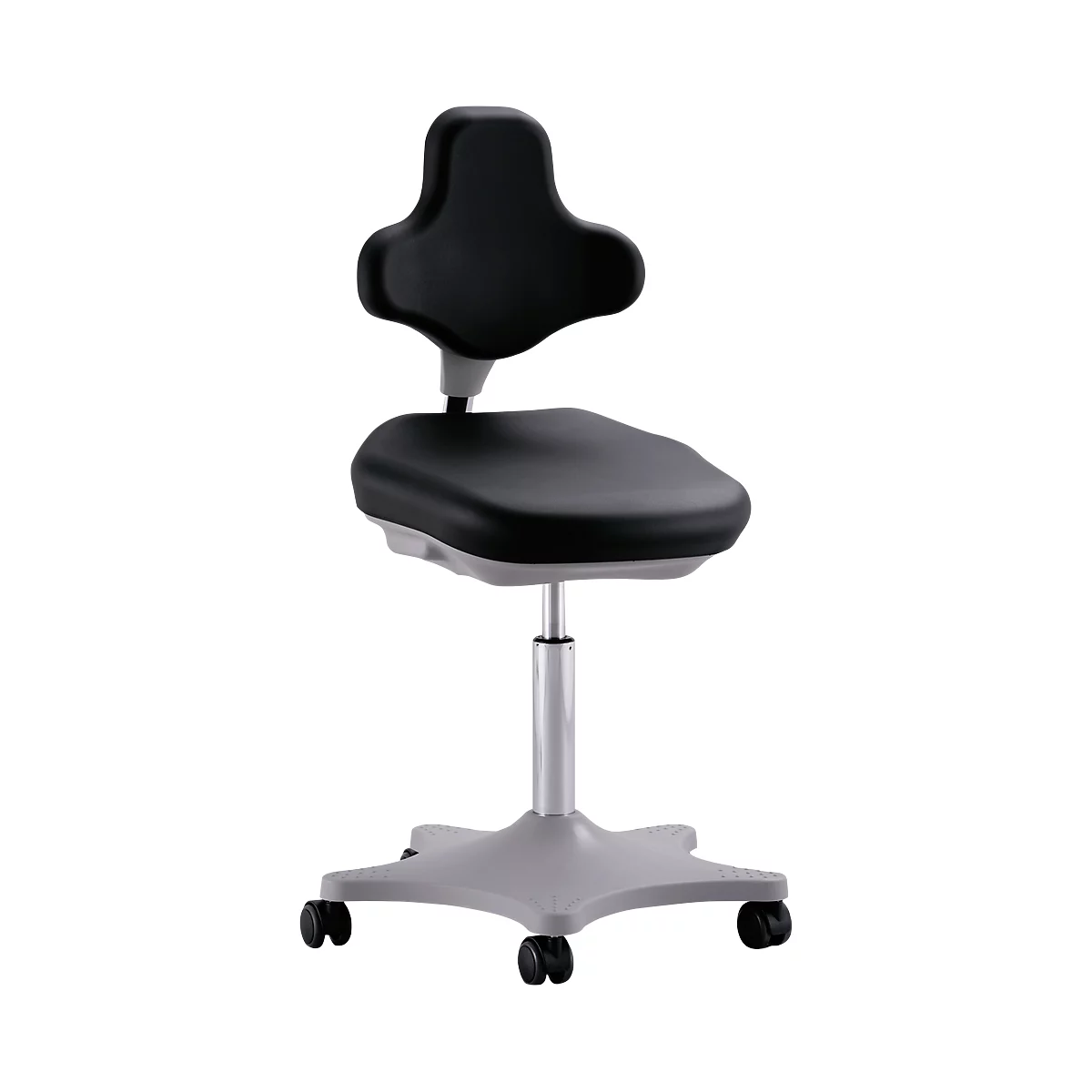 Silla giratoria de laboratorio Labster 9103, cuero sintético, escay negro