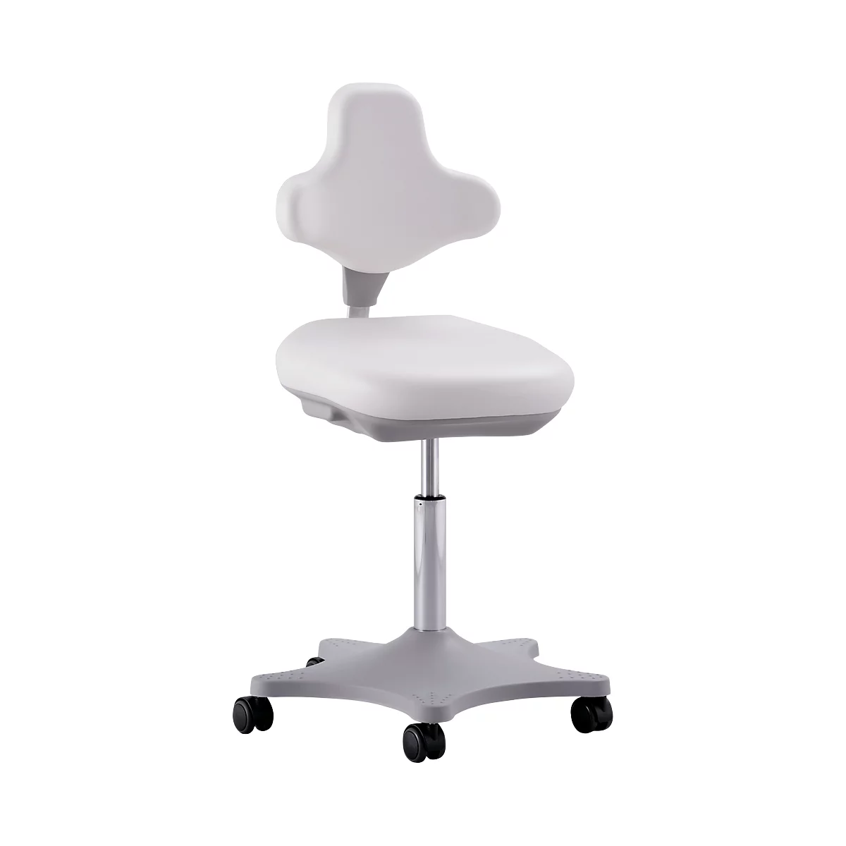 Silla giratoria de laboratorio Labster 9103, cuero sintético, eskay blanco