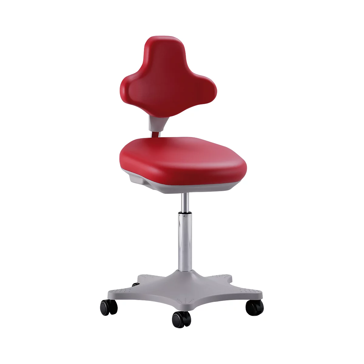 Silla giratoria de laboratorio Labster 9103, cuero sintético, eskay rojo