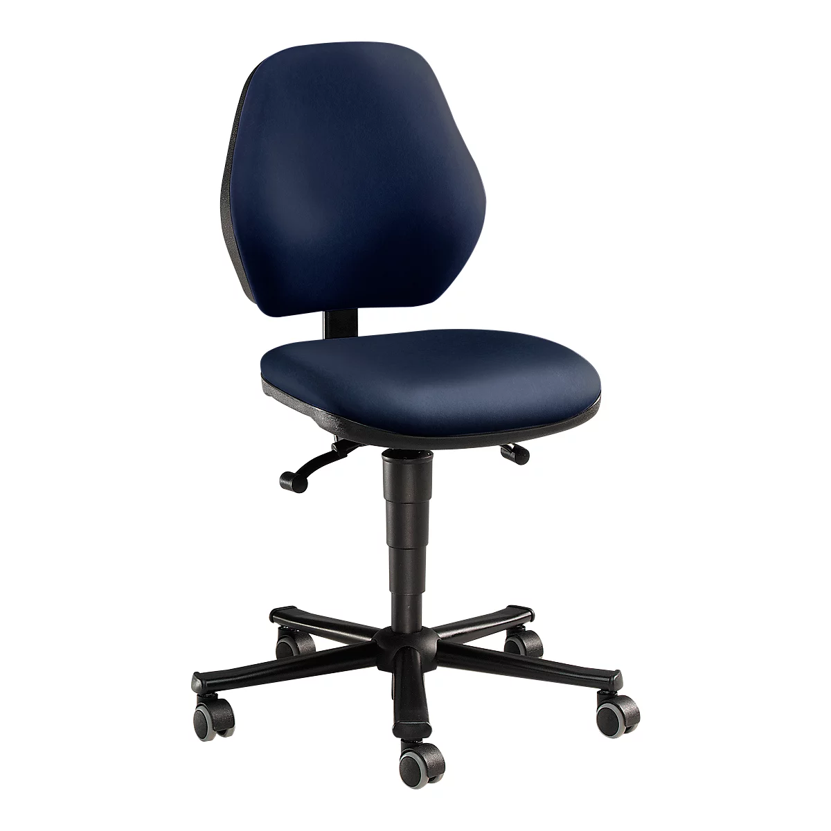 Silla giratoria de laboratorio LEANOS 9133, cuero sintético, azul