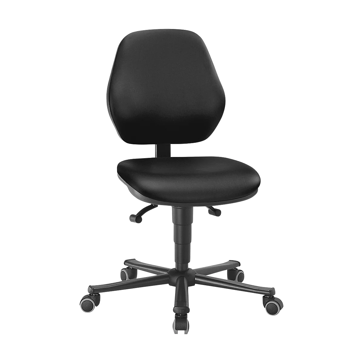 Silla giratoria de laboratorio LEANOS 9133, cuero sintético, negro