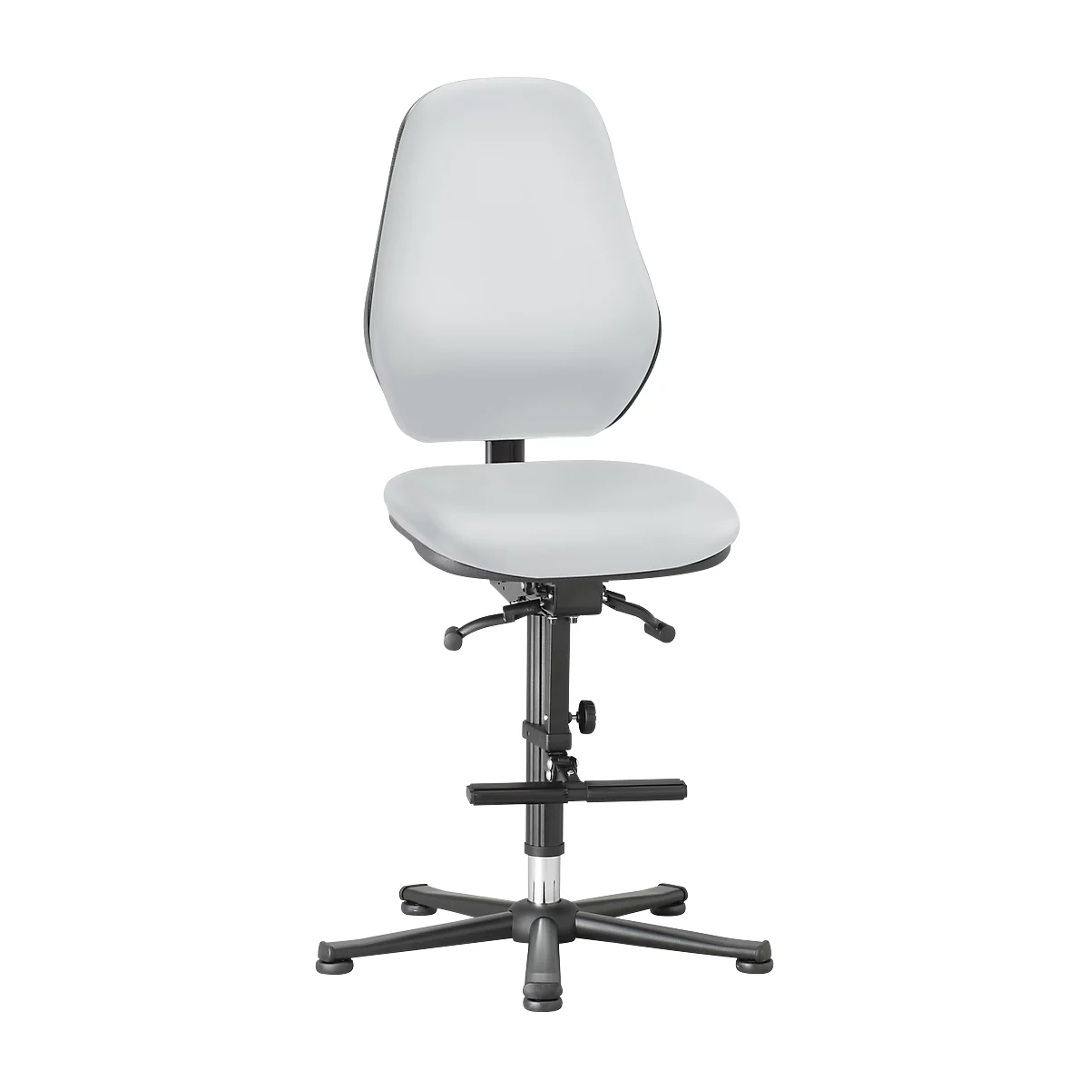 Silla giratoria de laboratorio LEANOS 9136, cuero sintético, gris