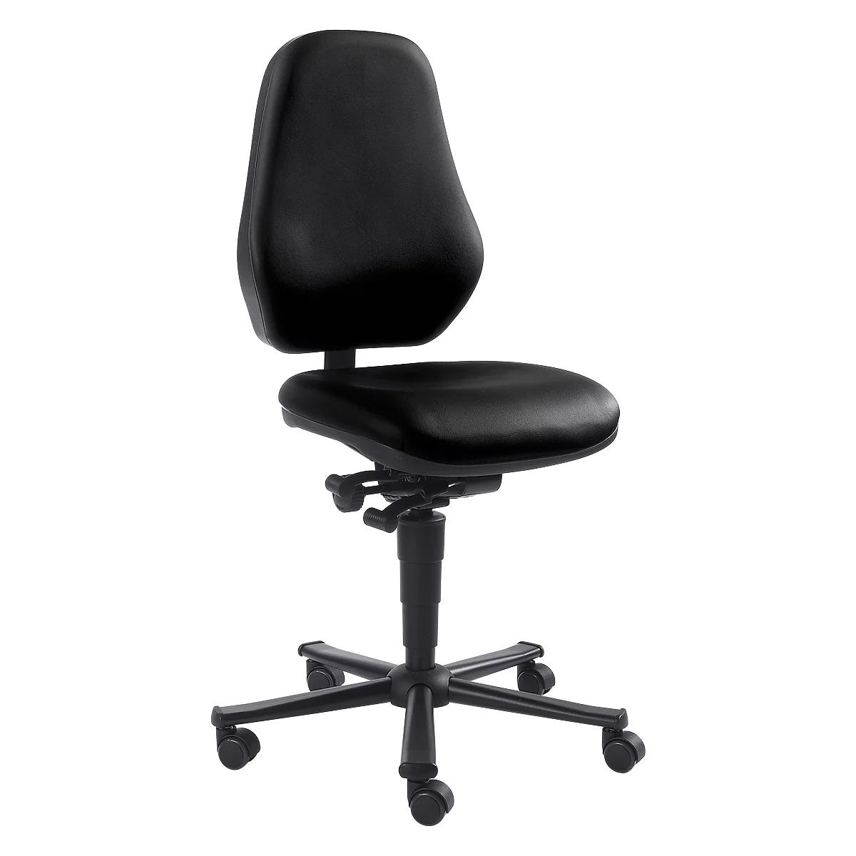 Silla giratoria de laboratorio LEANOS 9138, cuero sintético, negro