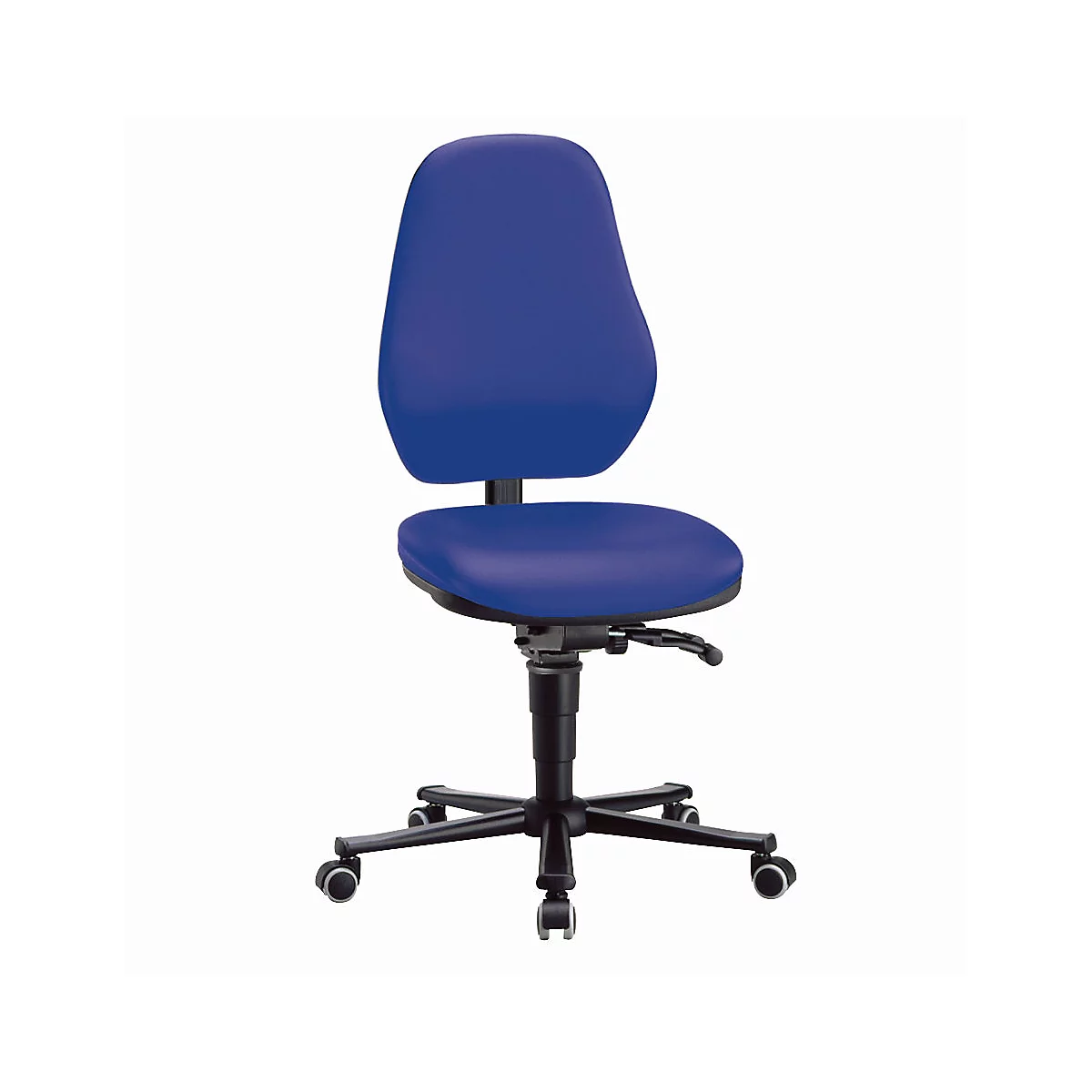 Silla giratoria de laboratorio LEANOS 9138, cuero sintético, Stamskin Top azul