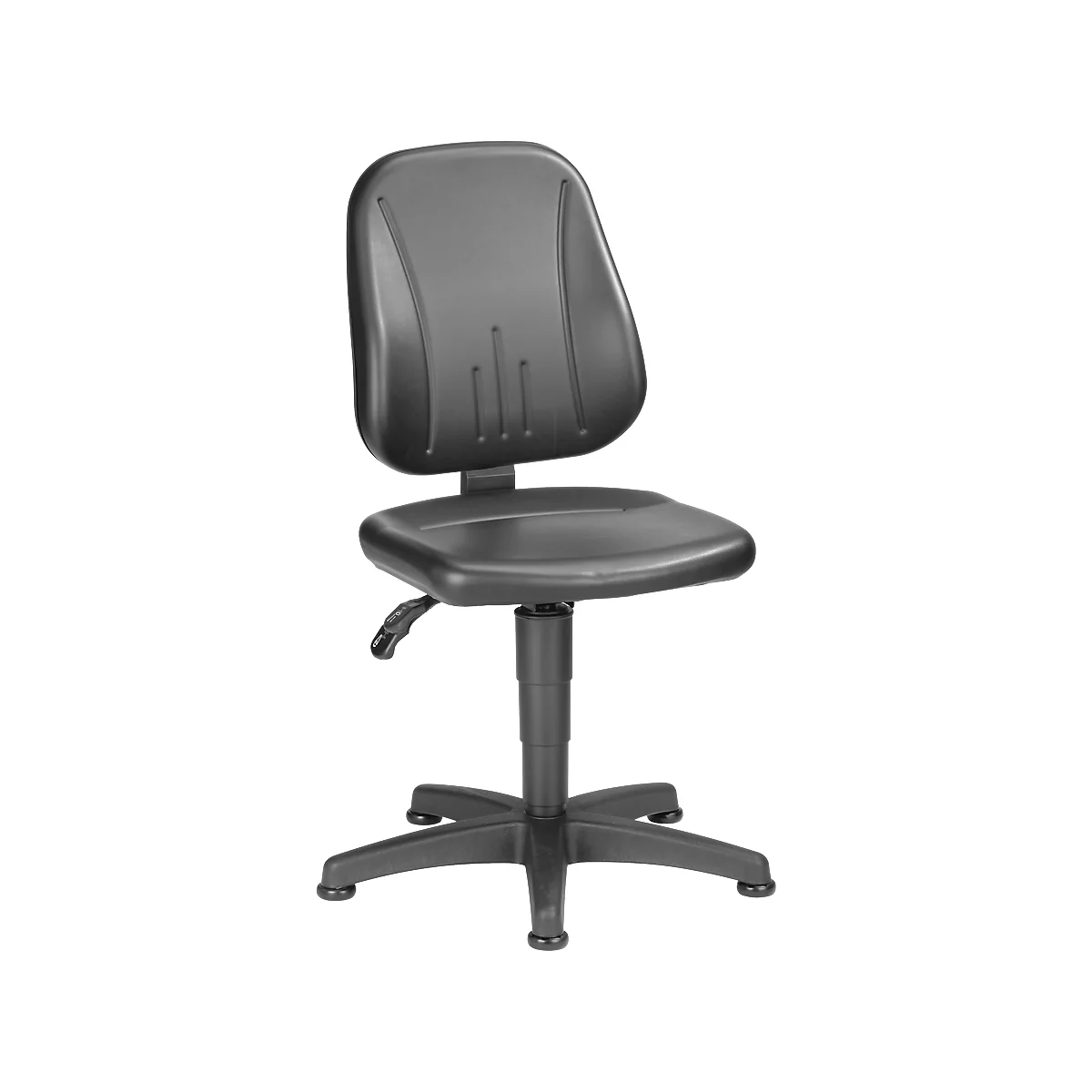 Silla giratoria de trabajo 9650, cuero sintético, deslizadores, negro