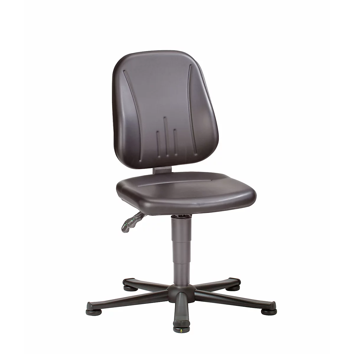 Silla giratoria de trabajo ESD Unitec con deslizadores, cuero sintético, escay negro