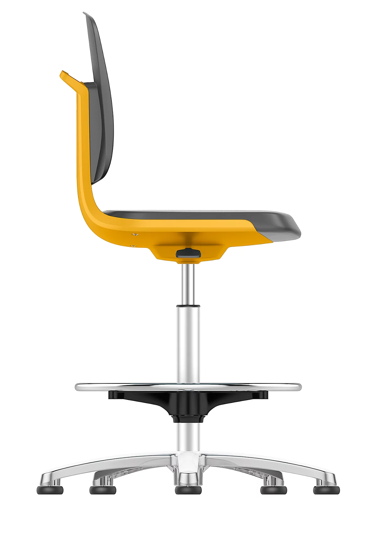 Silla giratoria de trabajo Labsit alta, cuero sintético, deslizadores, An 450 x P 420 x Al 520-770 mm, naranja