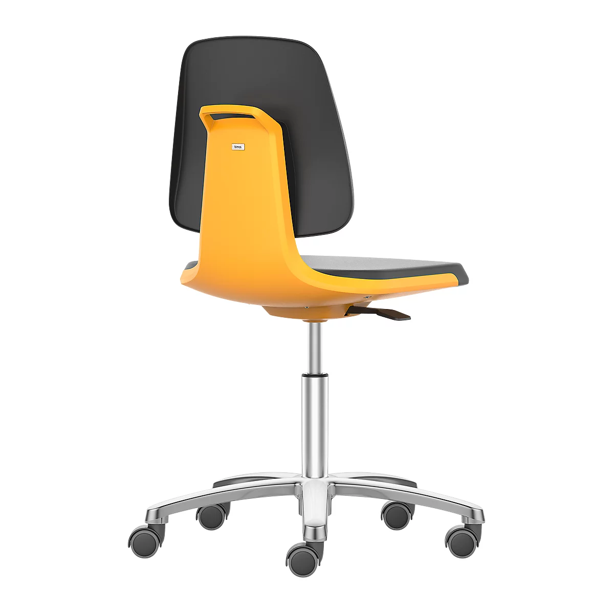 Silla giratoria de trabajo Labsit, cuero sintético, ruedas, An 450 x P 420 x Al 450-650 mm, naranja