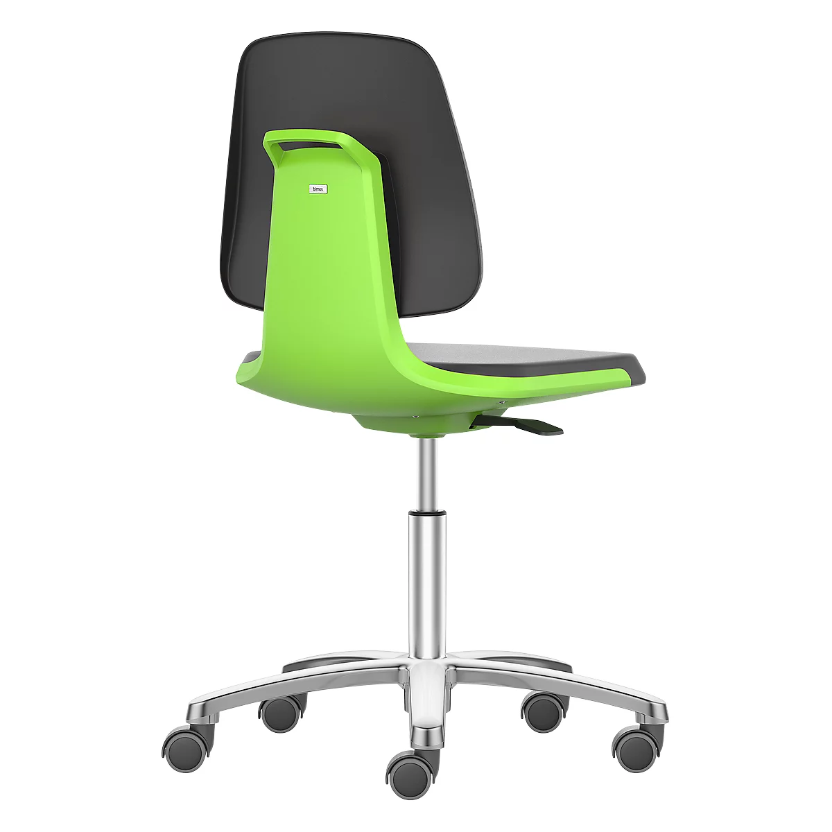 Silla giratoria de trabajo Labsit, cuero sintético, ruedas, An 450 x P 420 x Al 450-650 mm, verde