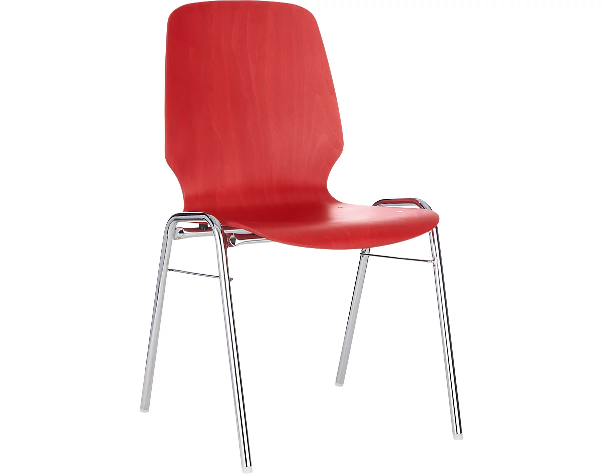Silla moldeada 710, asiento moldeado redondeado, rojo
