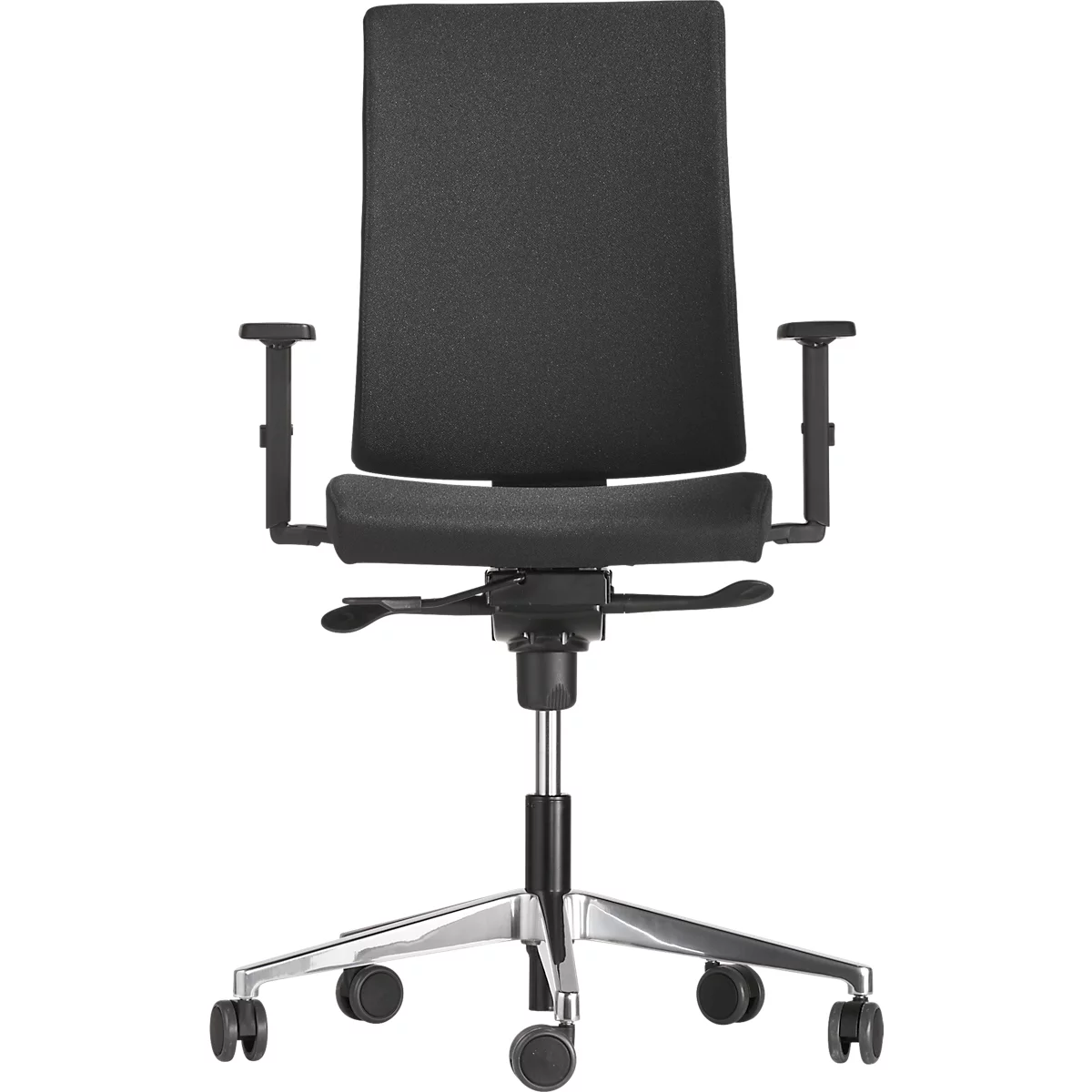 Silla NowyStyl Navigo bro, con reposabrazos, mecanismo síncrono, asiento contorneado, negro/plata