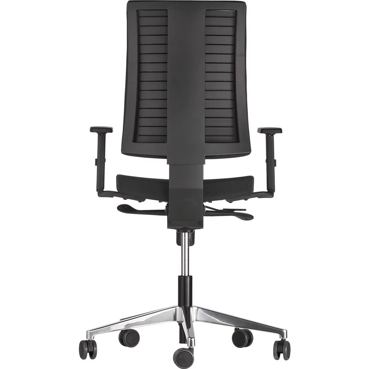 Silla NowyStyl Navigo bro, con reposabrazos, mecanismo síncrono, asiento contorneado, negro/plata