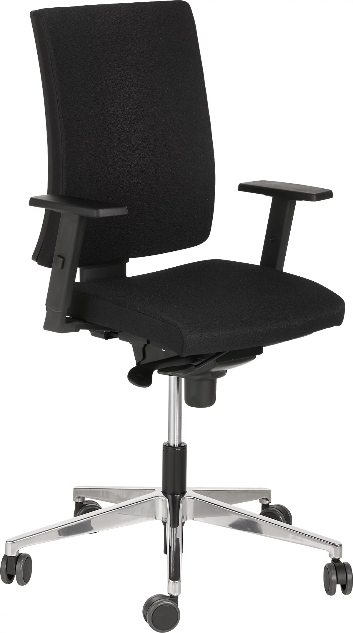 Silla NowyStyl Navigo bro, con reposabrazos, mecanismo síncrono, asiento contorneado, negro/plata