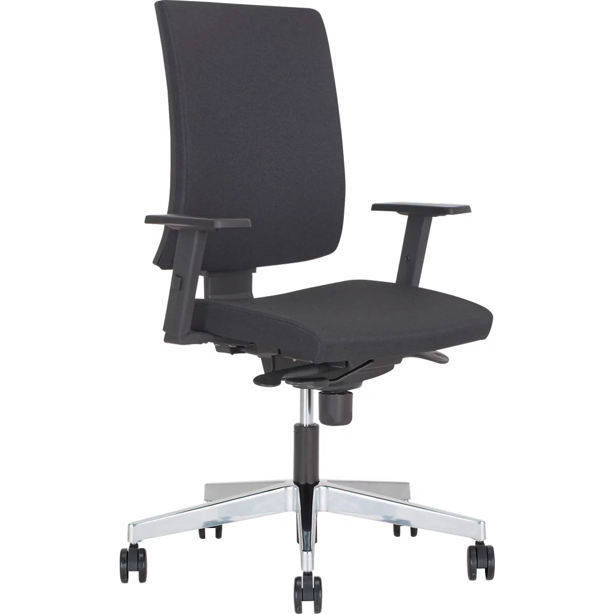Silla NowyStyl Navigo bro, con reposabrazos, mecanismo síncrono, asiento contorneado, negro/plata