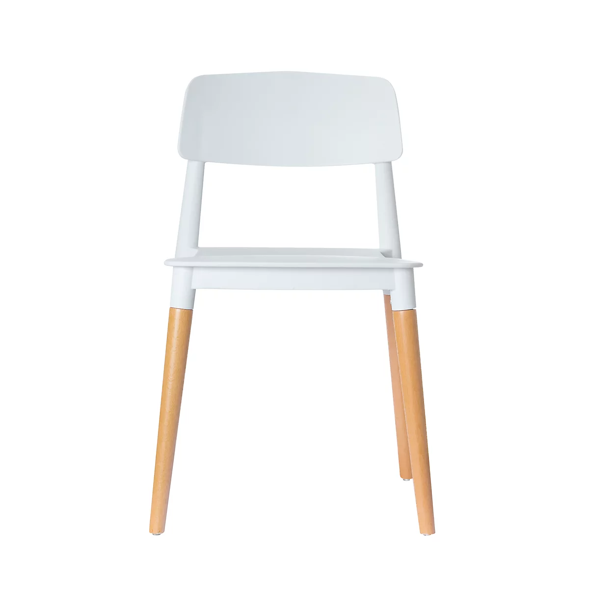 Silla Paperflow Glamwood, madera maciza, asiento de PP, blanco, juego de 2