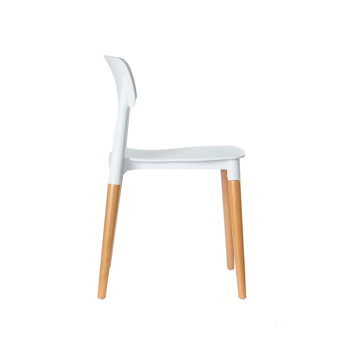 Silla Paperflow Glamwood, madera maciza, asiento de PP, blanco, juego de 2